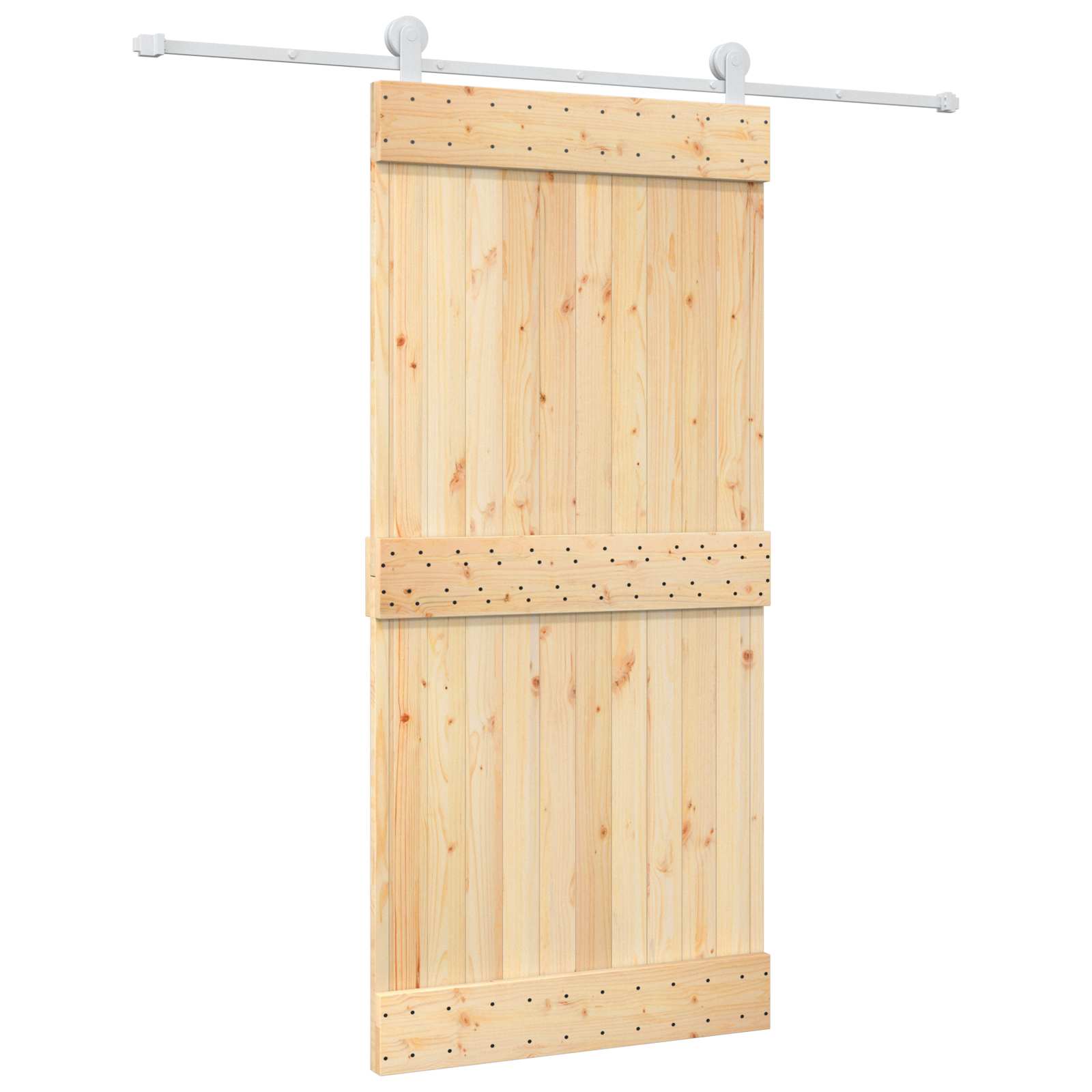 Schiebetür Natürlich und Weiß 95 x 210 cm Massivkiefer