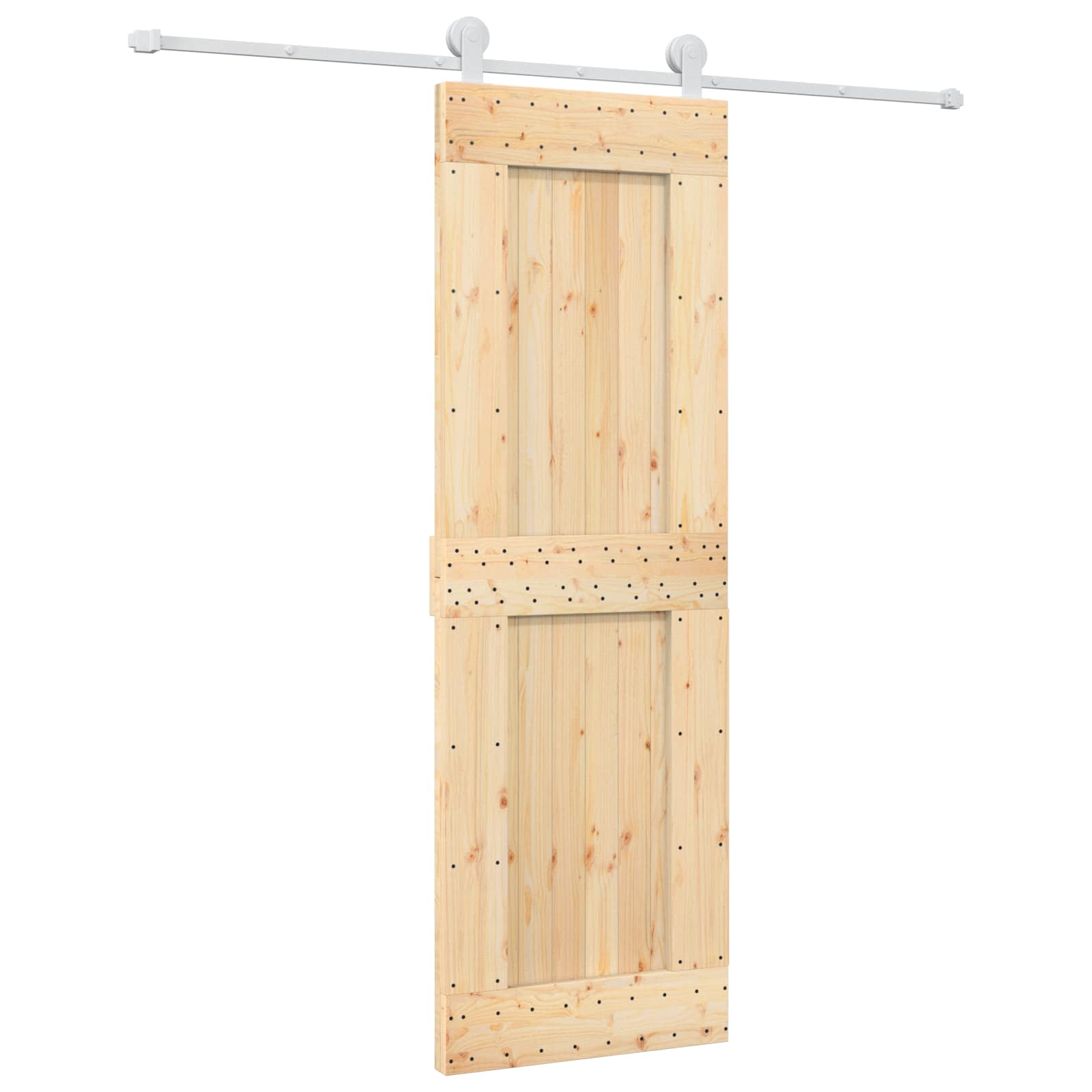 Schiebetür Natürlich und Weiß 70 x 210 cm Massivkiefer