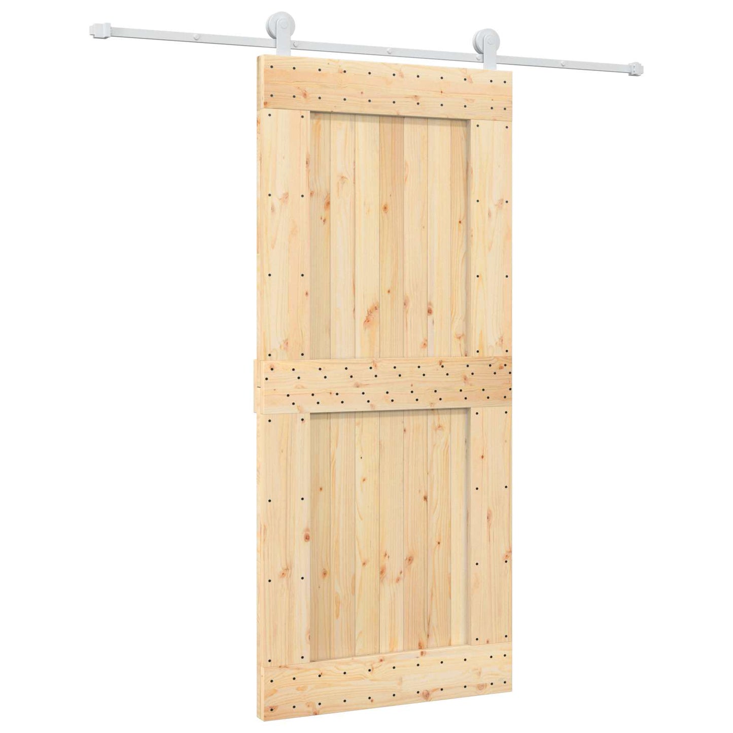 Schiebetür Natürlich und Weiß 90 x 210 cm Massivkiefer