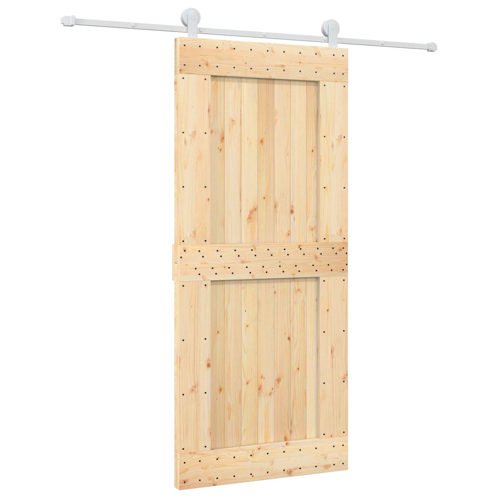 Schiebetür Natürlich und Weiß 90 x 210 cm Massivkiefer