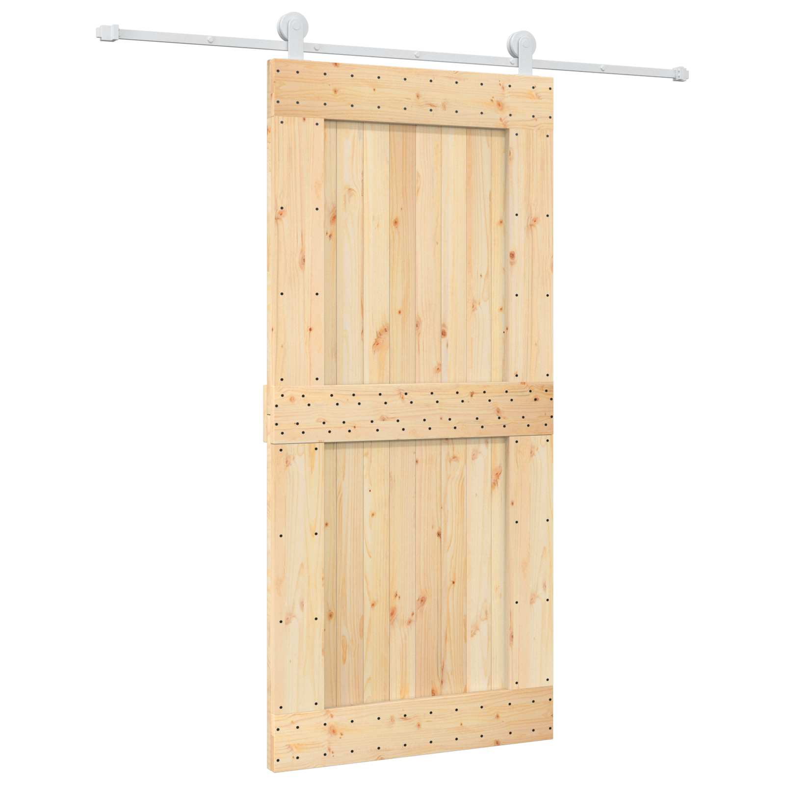Schiebetür Natürlich und Weiß 95 x 210 cm Massivkiefer