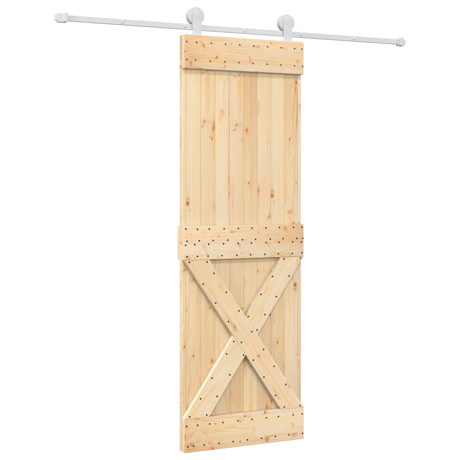 Schiebetür Natürlich und Weiß 70 x 210 cm Massivkiefer