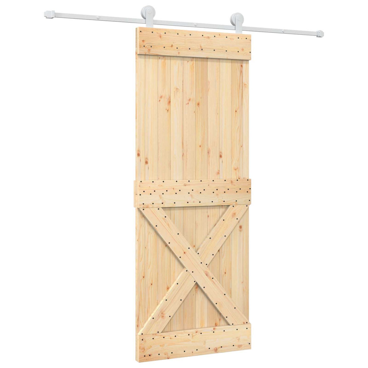 Schiebetür Natürlich und Weiß 80 x 210 cm Massivkiefer