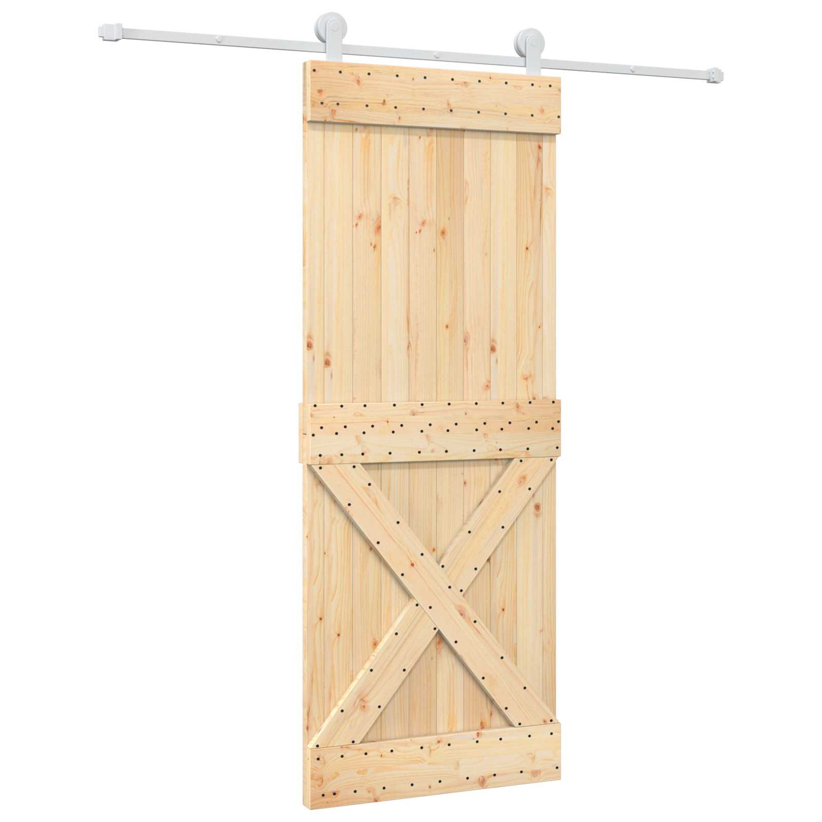 Schiebetür Natürlich und Weiß 80 x 210 cm Massivkiefer