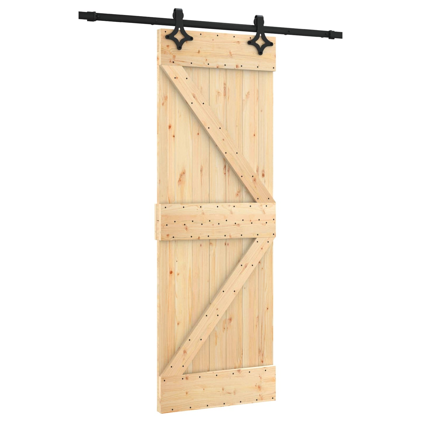 Schiebetür Natürlich und Schwarz 70 x 210 cm Massivkiefer