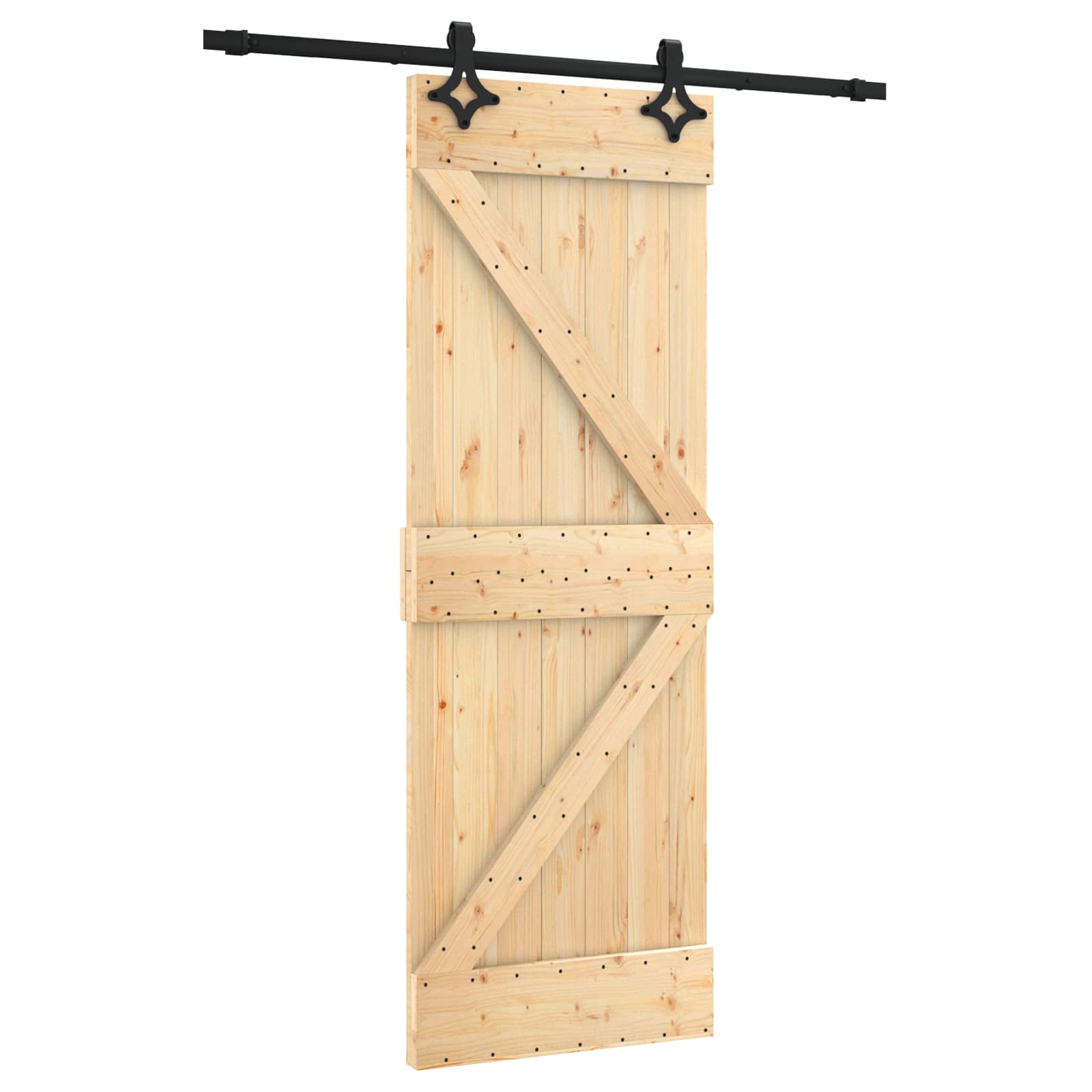 Schiebetür Natürlich und Schwarz 70 x 210 cm Massivkiefer
