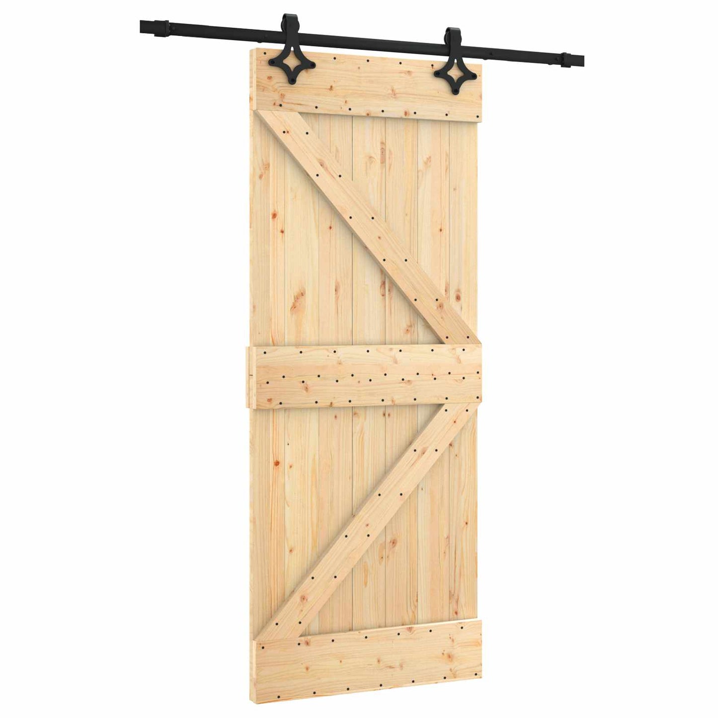 Schiebetür Natürlich und Schwarz 85 x 210 cm Massivkiefer