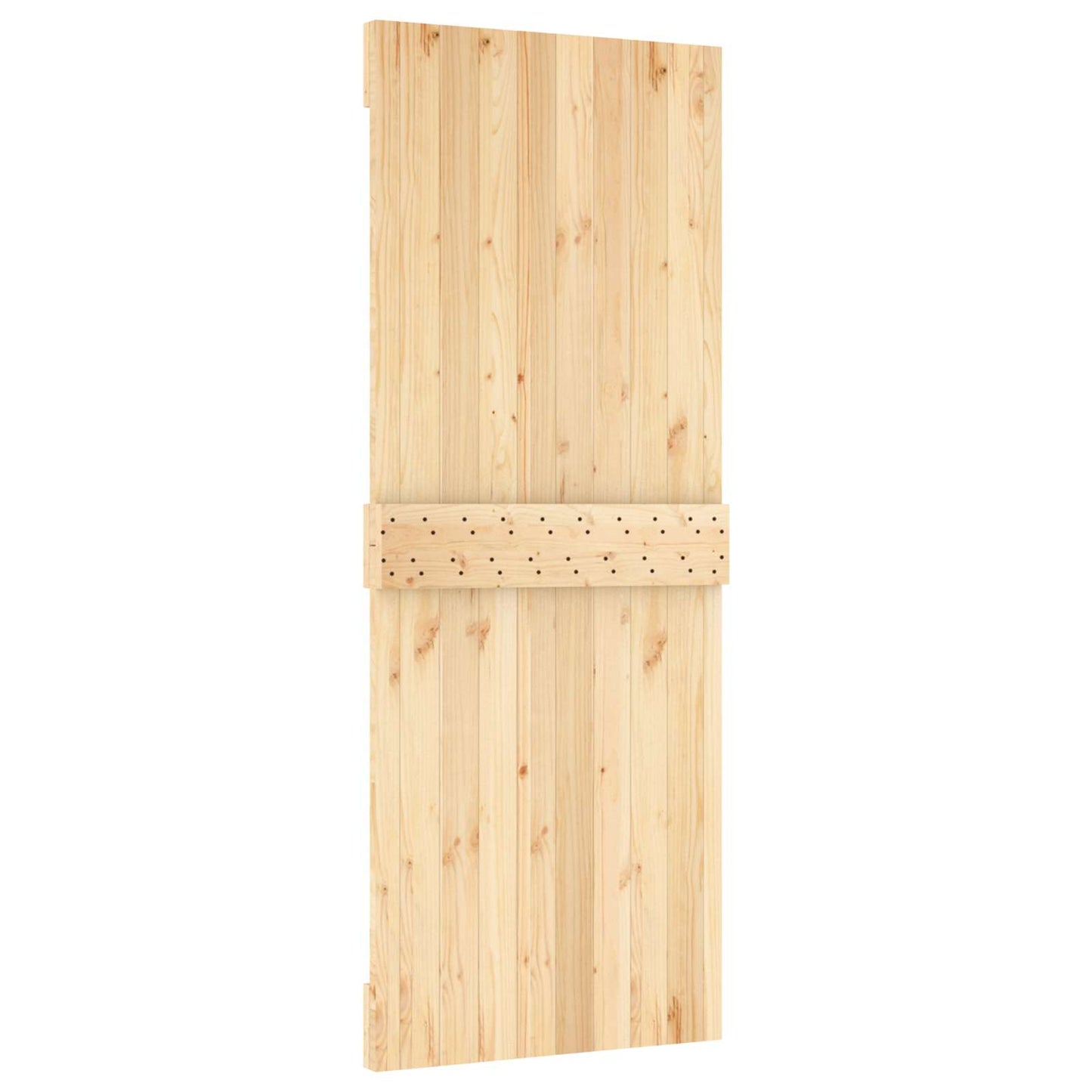 Schiebetür Natürlich und Schwarz 80 x 210 cm Massivkiefer