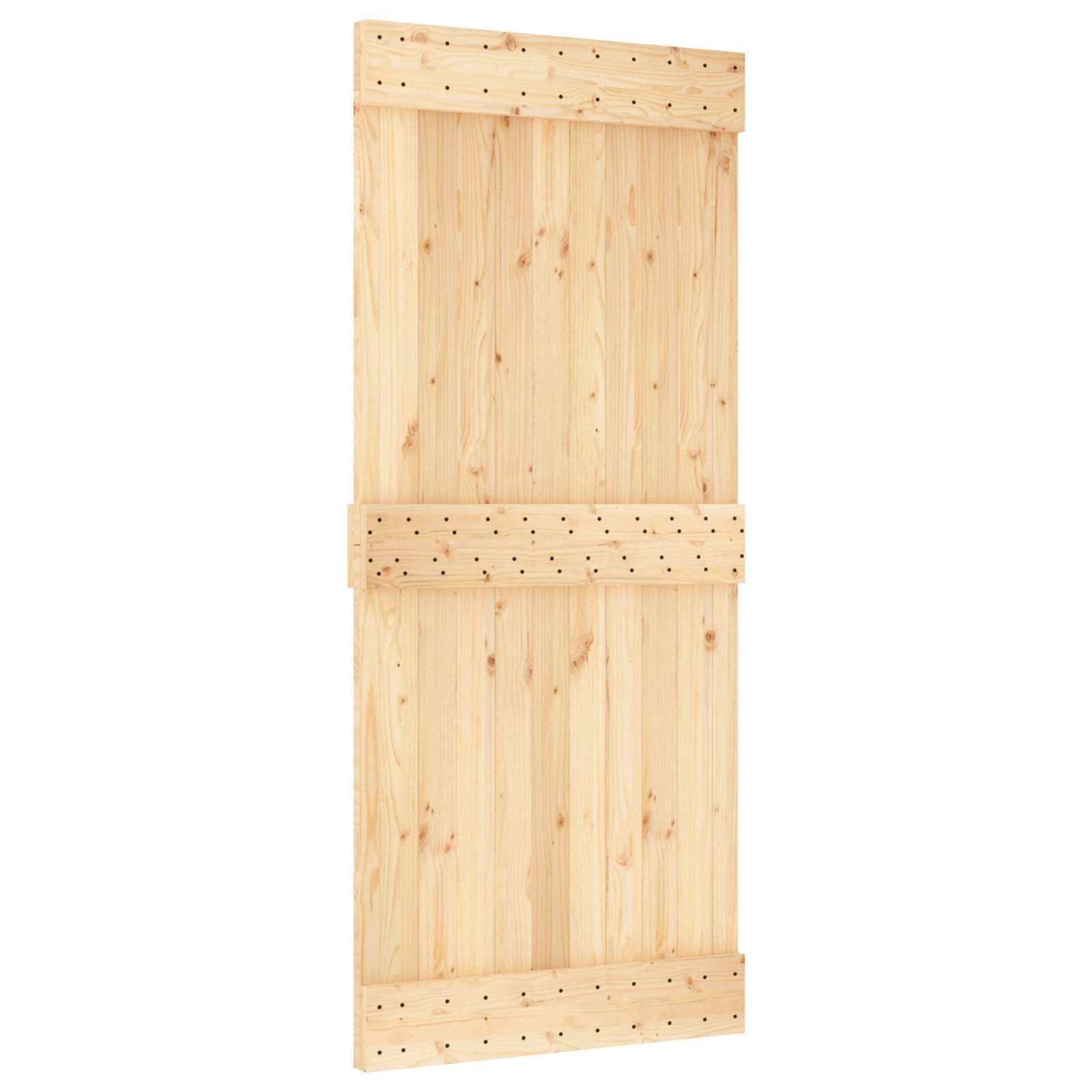 Schiebetür Natürlich und Schwarz 90 x 210 cm Massivkiefer