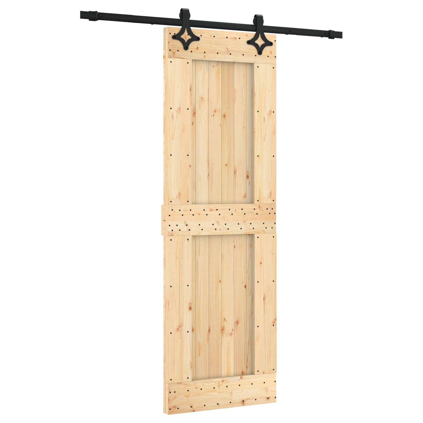 Schiebetür Natürlich und Schwarz 70 x 210 cm Massivkiefer