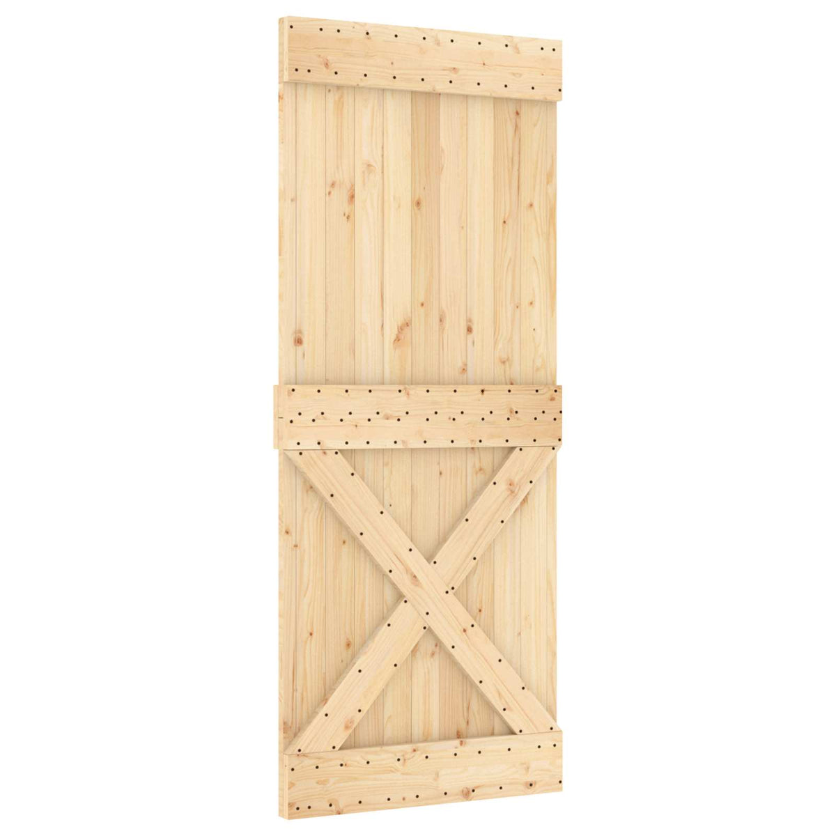 Schiebetür Natürlich und Schwarz 85 x 210 cm Massivkiefer
