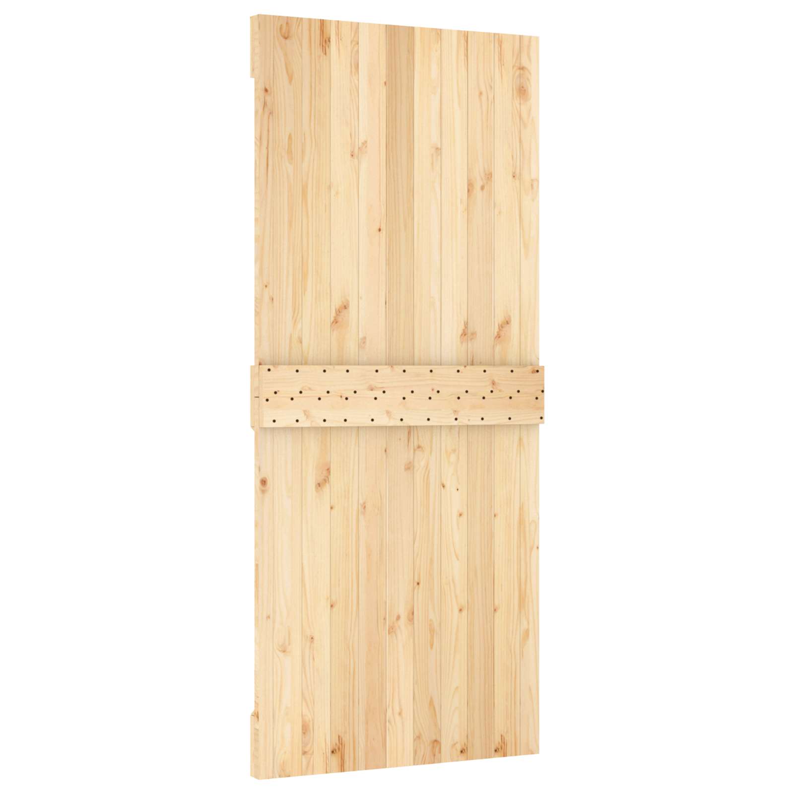 Schiebetür Natürlich und Schwarz 90 x 210 cm Massivkiefer