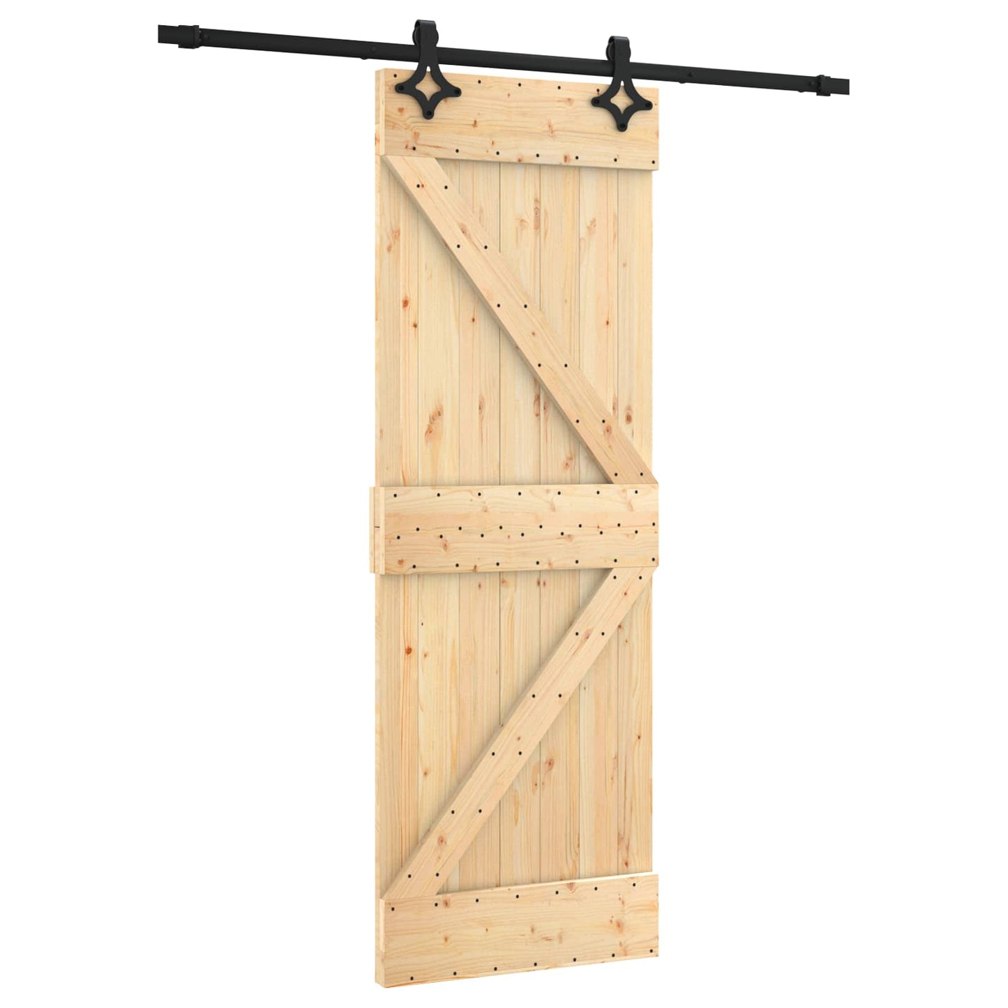 Schiebetür Natürlich und Schwarz 70 x 210 cm Massivkiefer