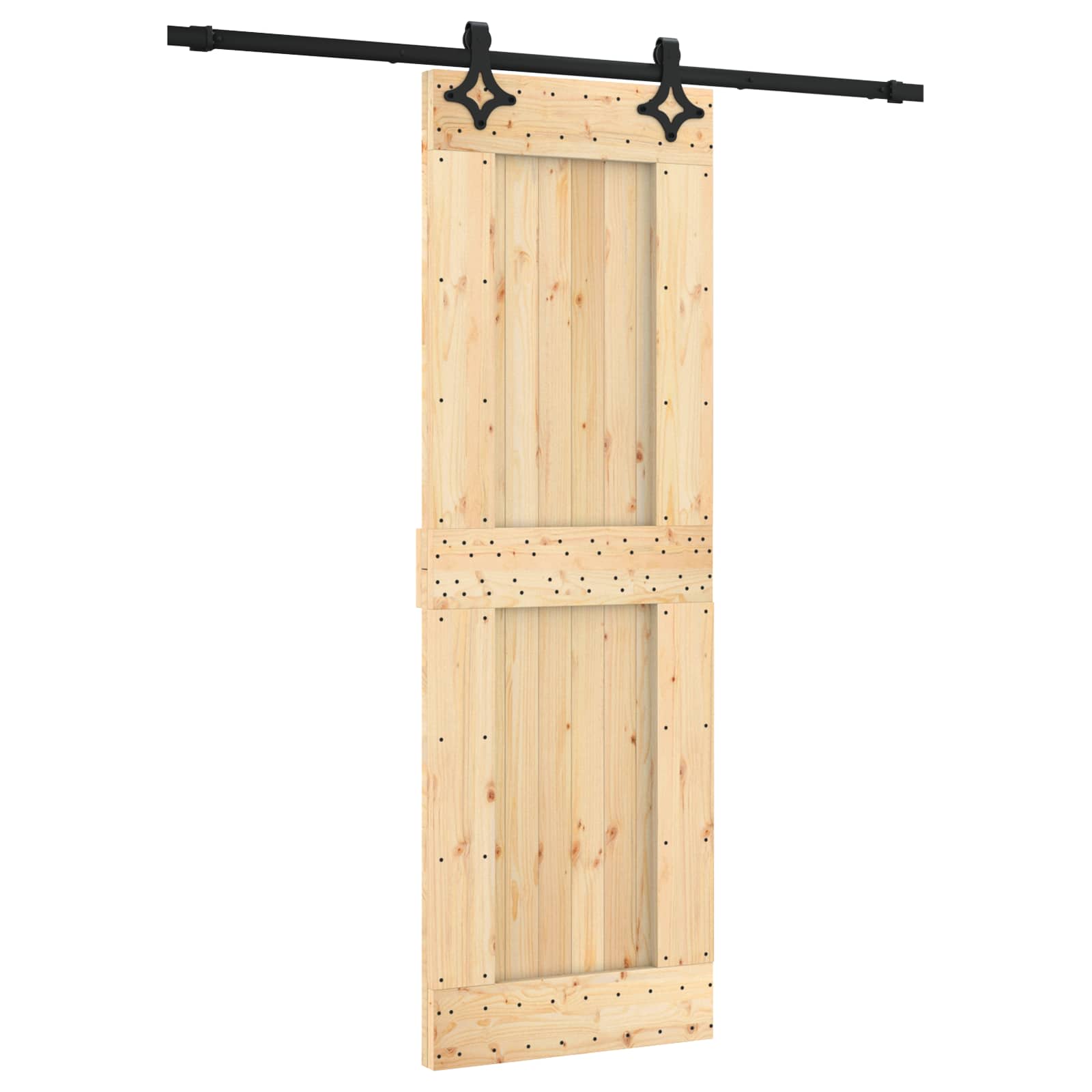Schiebetür Natürlich und Schwarz 70 x 210 cm Massivkiefer