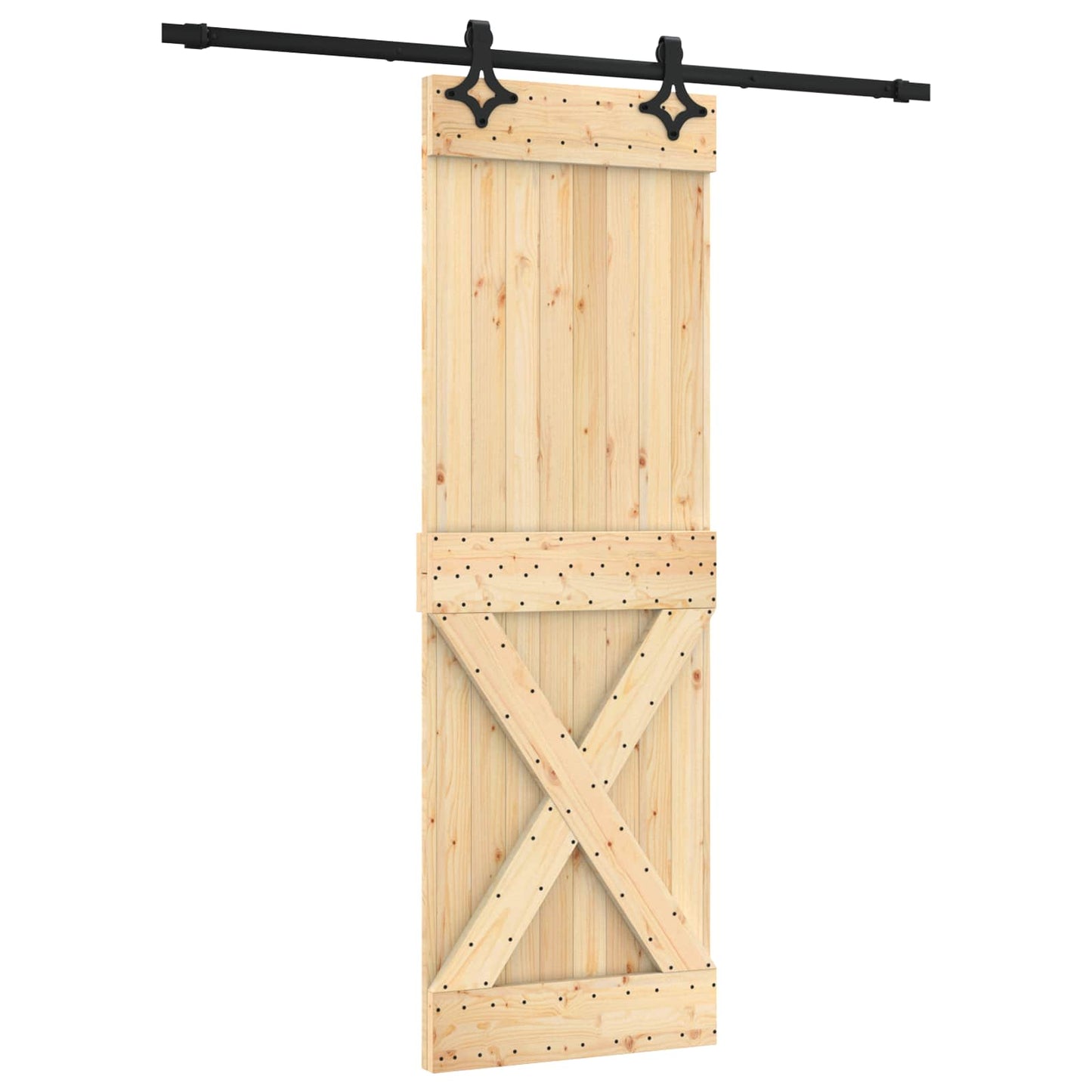 Schiebetür Natürlich und Schwarz 70 x 210 cm Massivkiefer