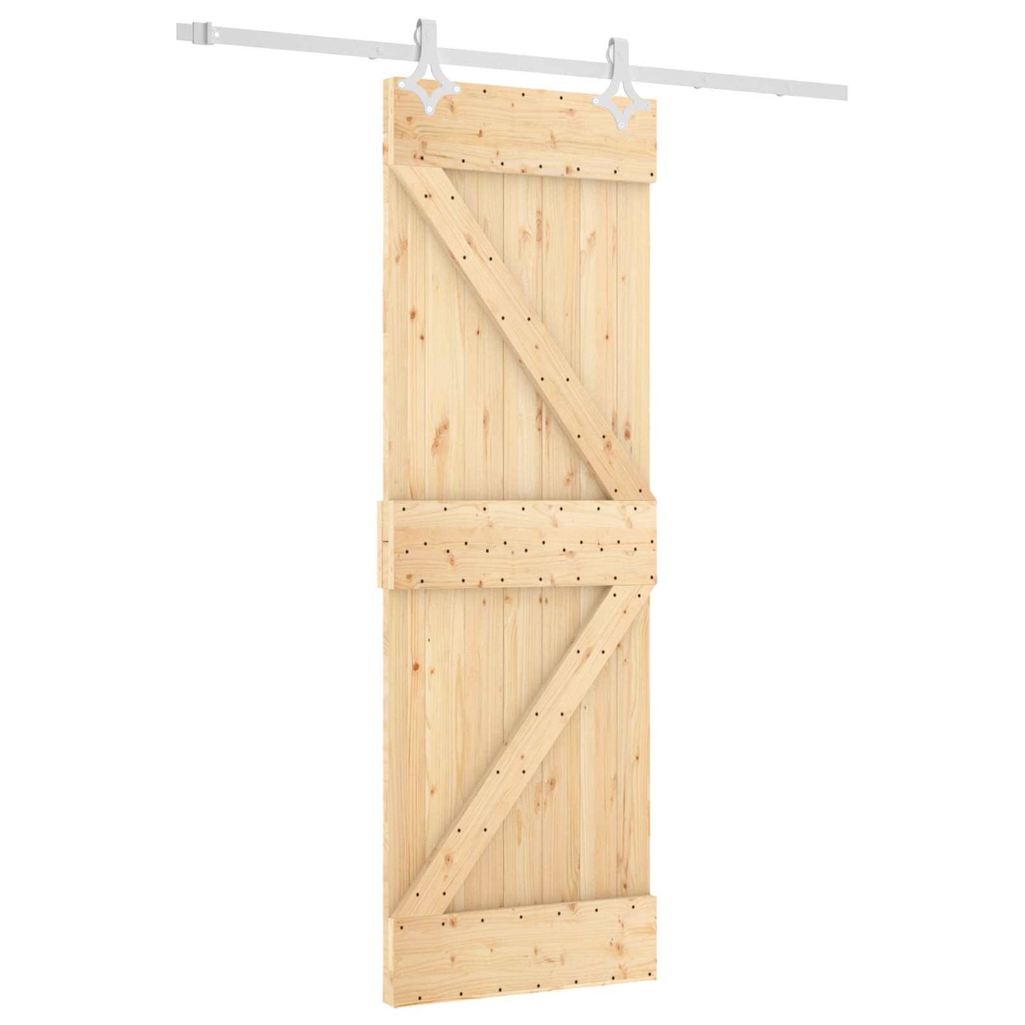 Schiebetür Natürlich und Weiß 70 x 210 cm Massivkiefer