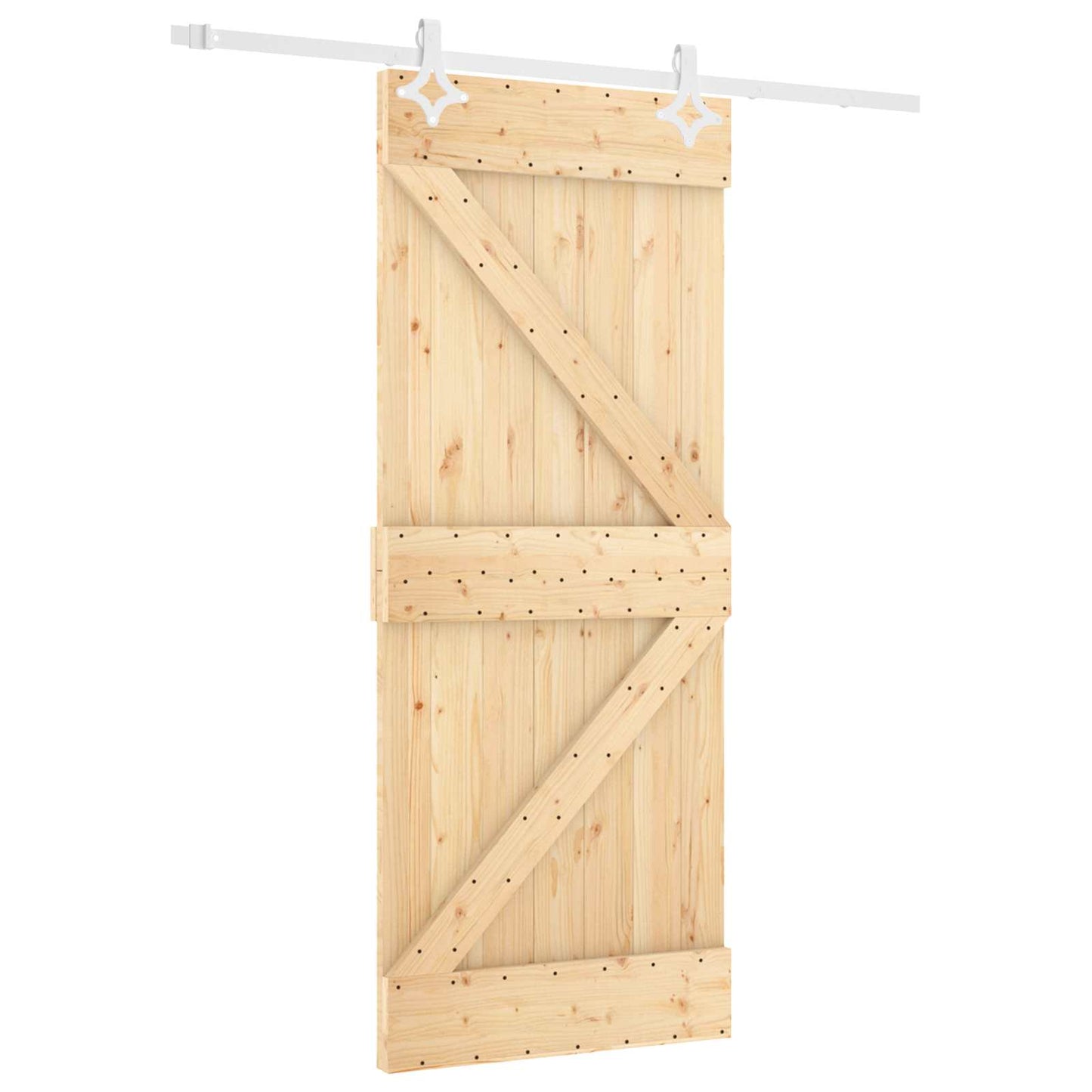 Schiebetür Natürlich und Weiß 80 x 210 cm Massives Kiefernholz