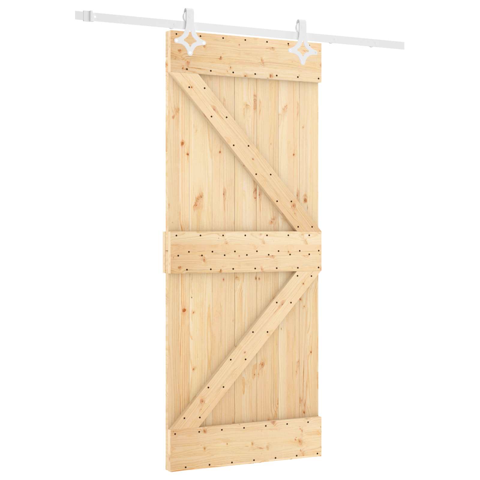 Schiebetür Natürlich und Weiß 80 x 210 cm Massives Kiefernholz