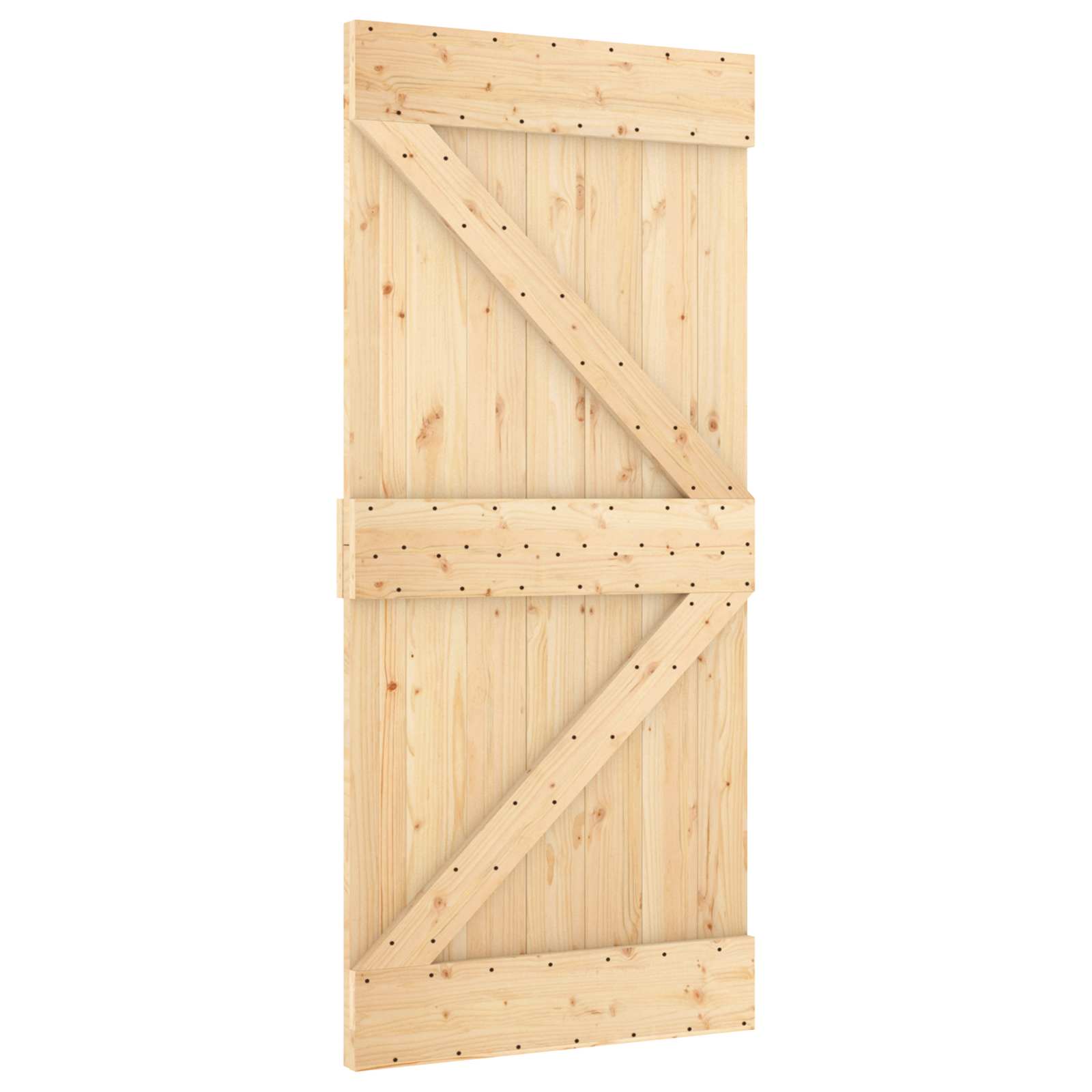 Schiebetür Natürlich und Weiß 90 x 210 cm Massives Kiefernholz