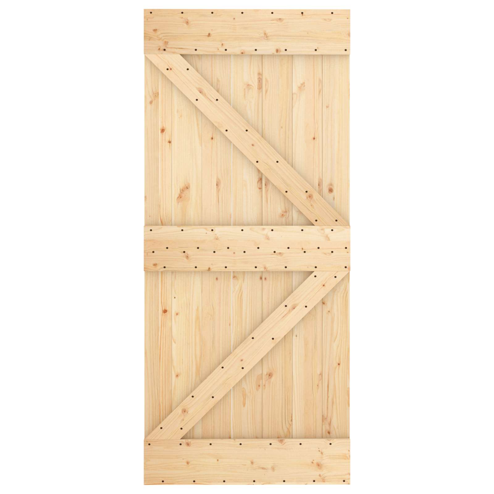 Schiebetür Natürlich und Weiß 90 x 210 cm Massives Kiefernholz