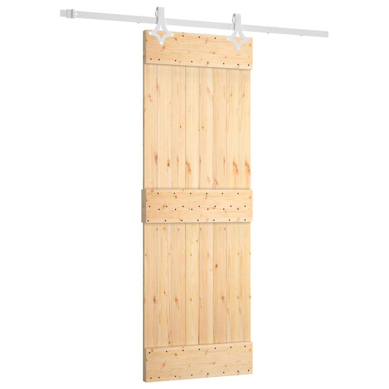 Schiebetür Natürlich und Weiß 70 x 210 cm Massivkiefer