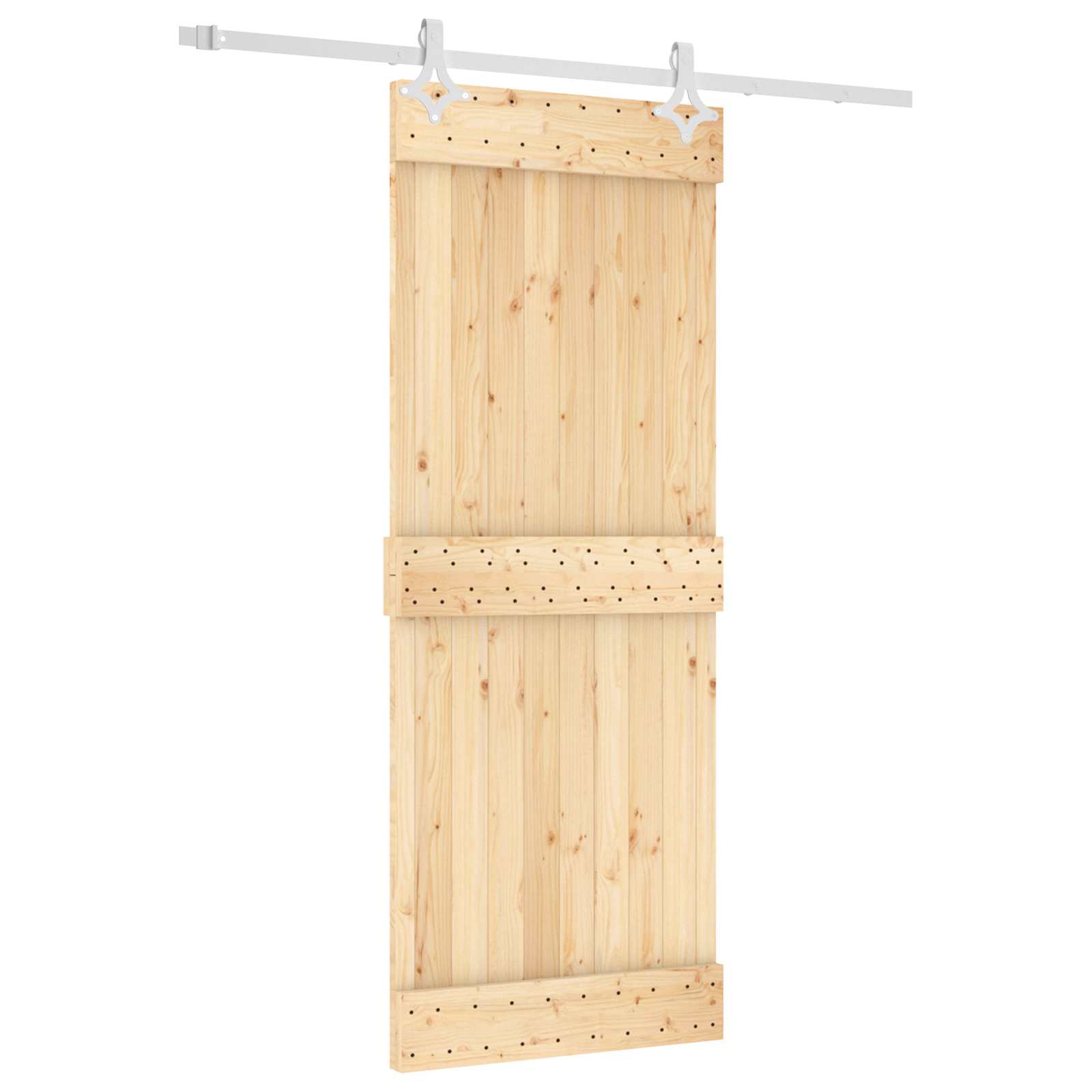 Schiebetür Natürlich und Weiß 80 x 210 cm Massivkiefer
