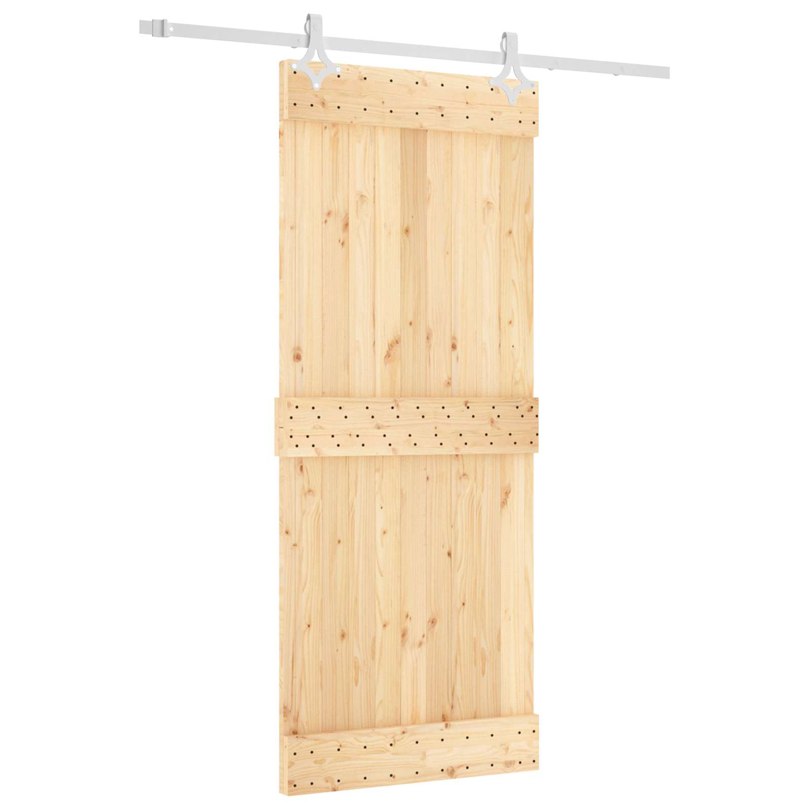Schiebetür Natürlich und Weiß 85 x 210 cm Massivkiefer