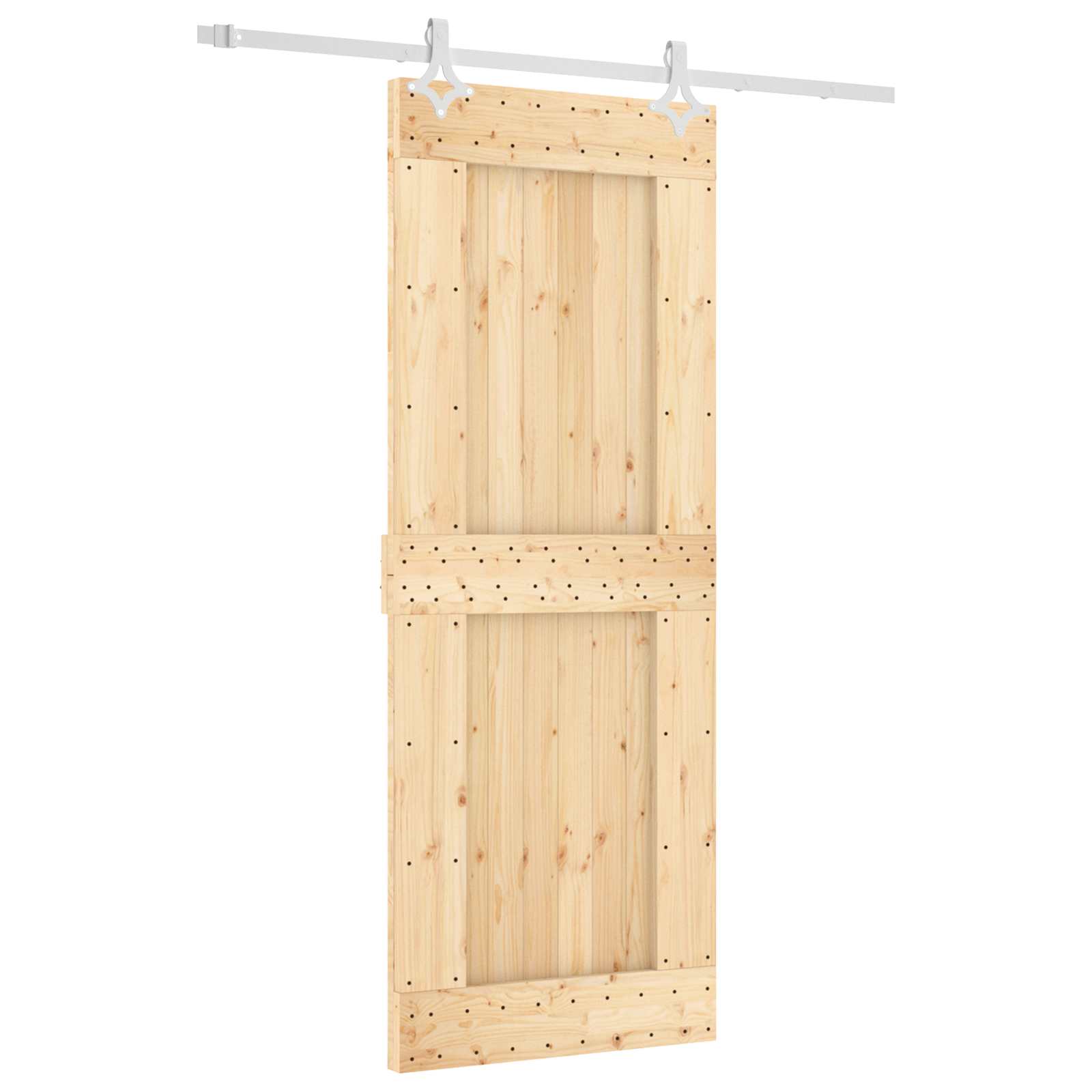 Schiebetür Natürlich und Weiß 80 x 210 cm Massivkiefer