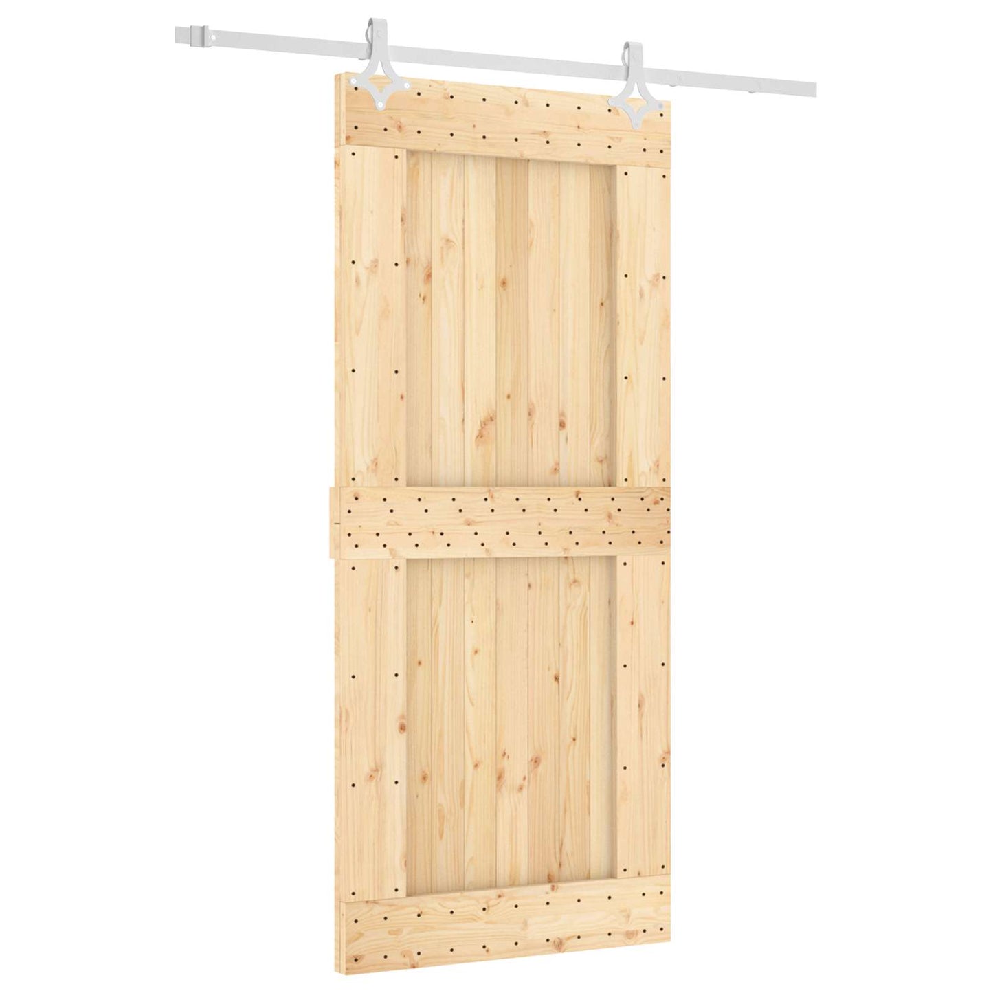 Schiebetür Natürlich und Weiß 90 x 210 cm Massivkiefer