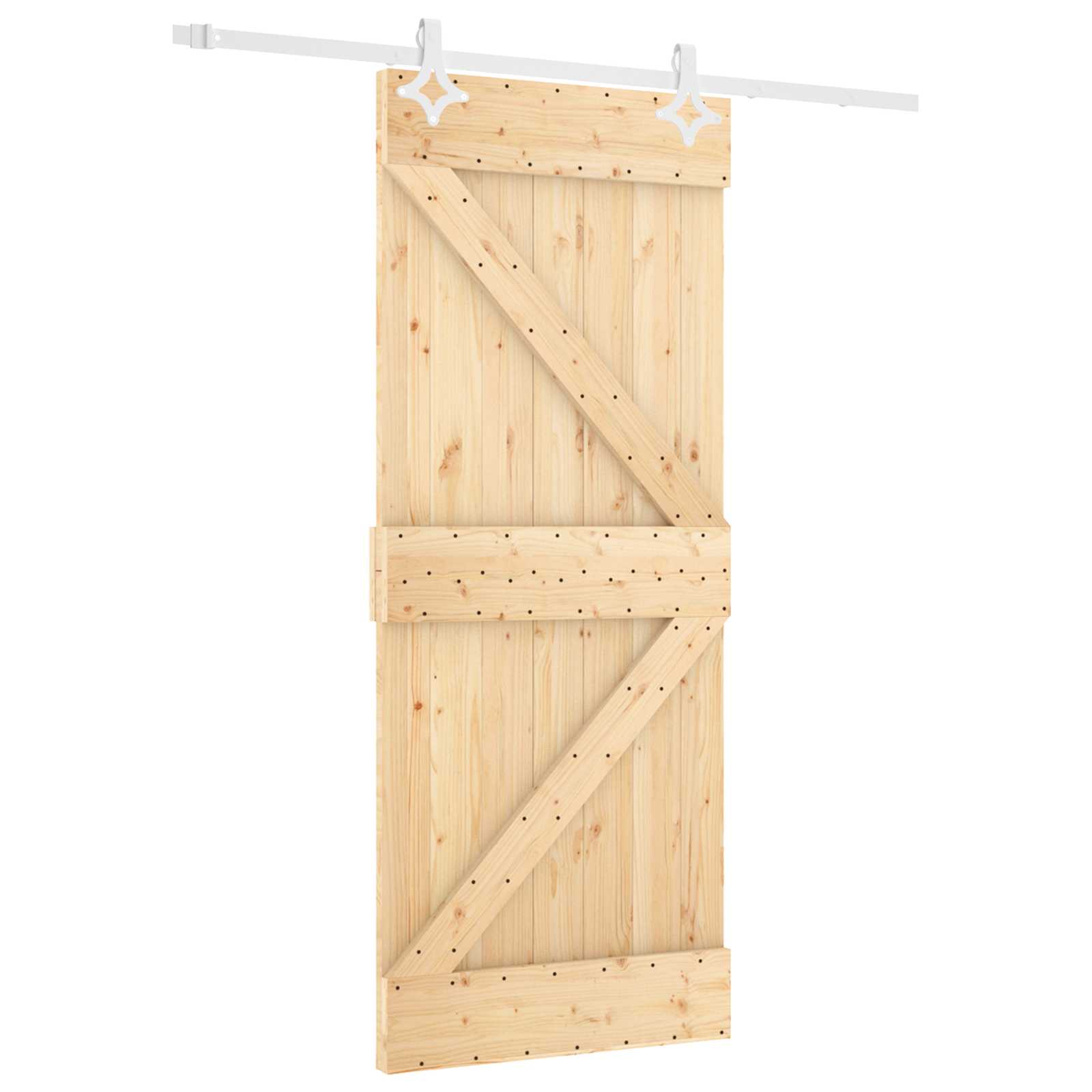 Schiebetür Natürlich und Weiß 80 x 210 cm Massives Kiefernholz