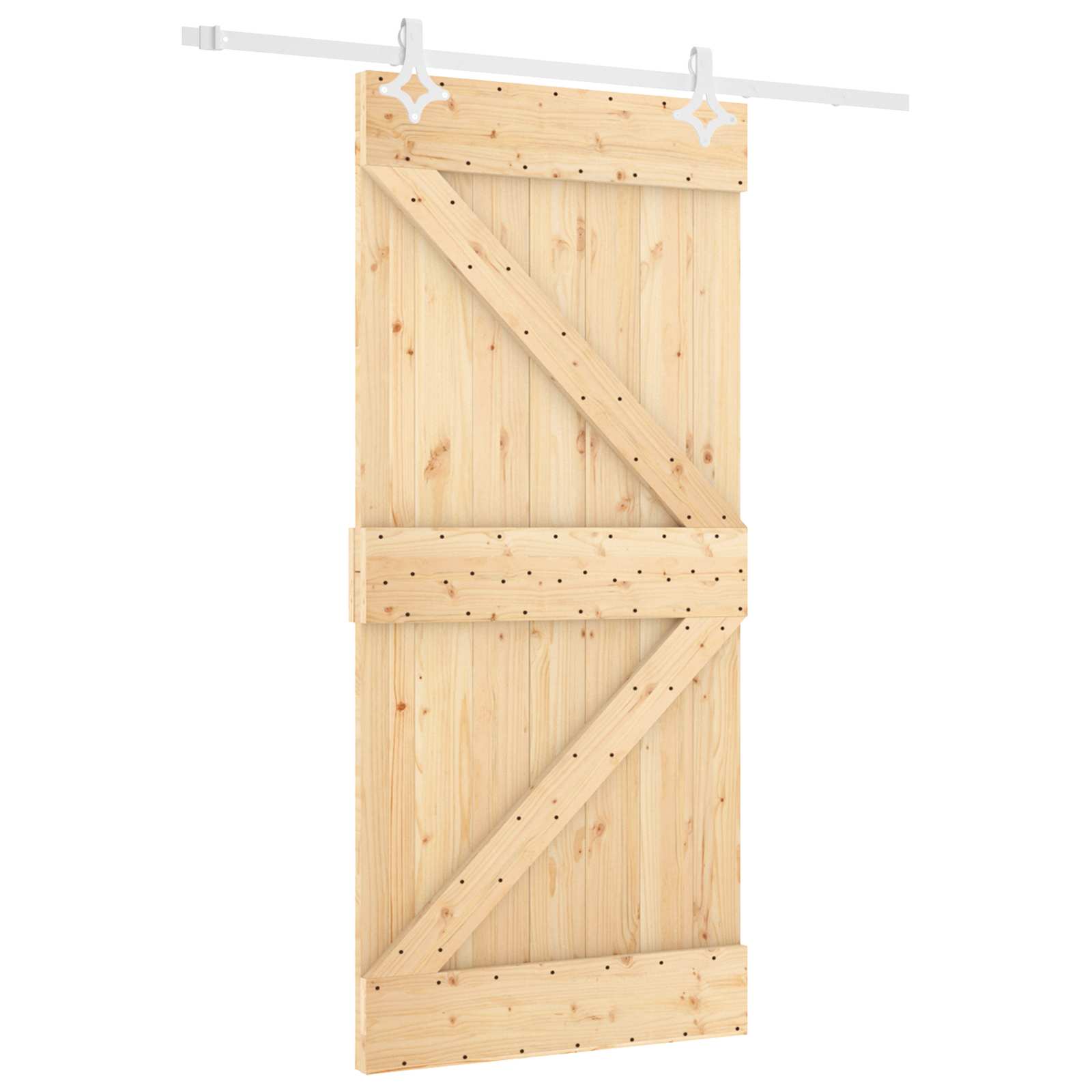 Schiebetür Natürlich und Weiß 90 x 210 cm Massives Kiefernholz
