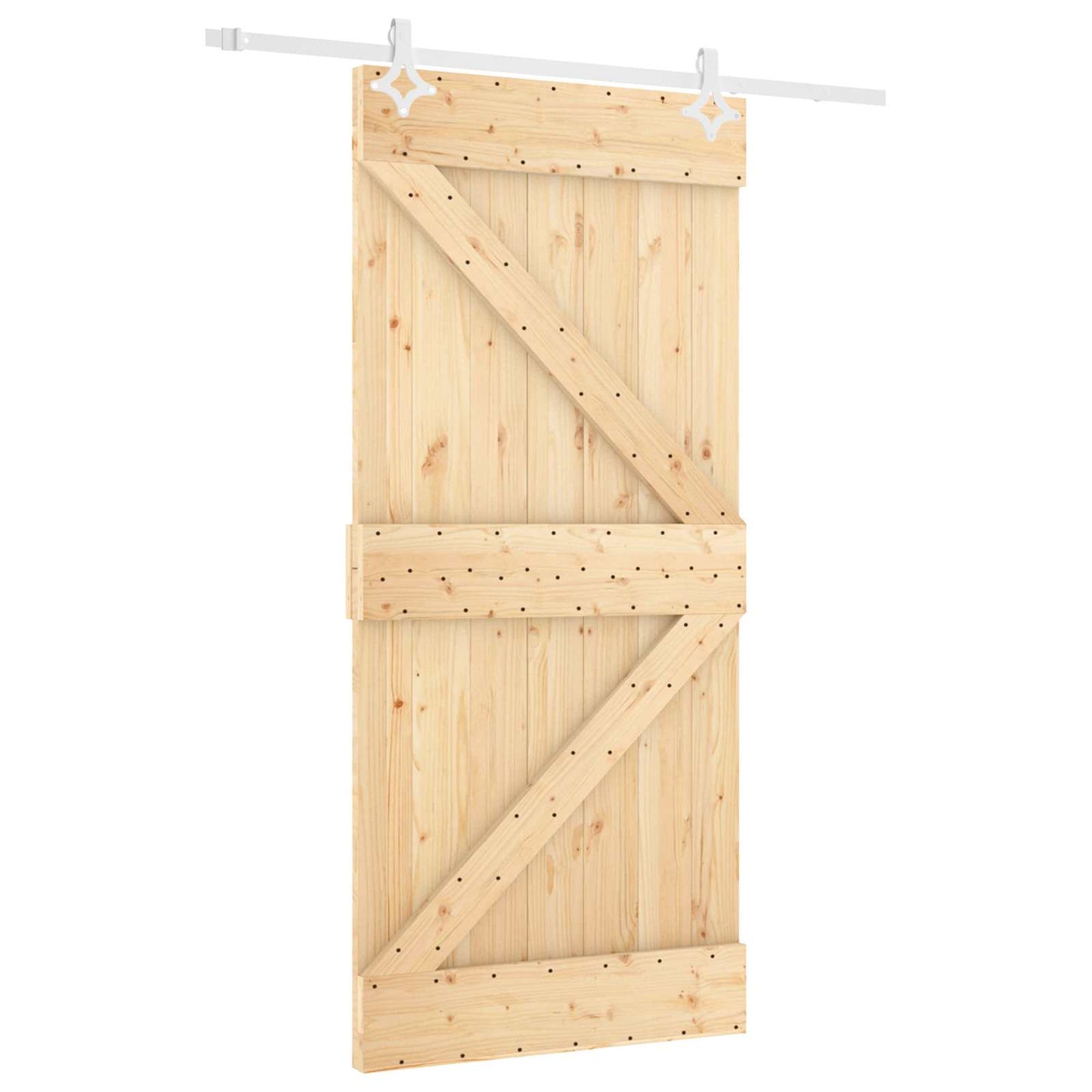 Schiebetür Natürlich und Weiß 100 x 210 cm Massives Kiefernholz