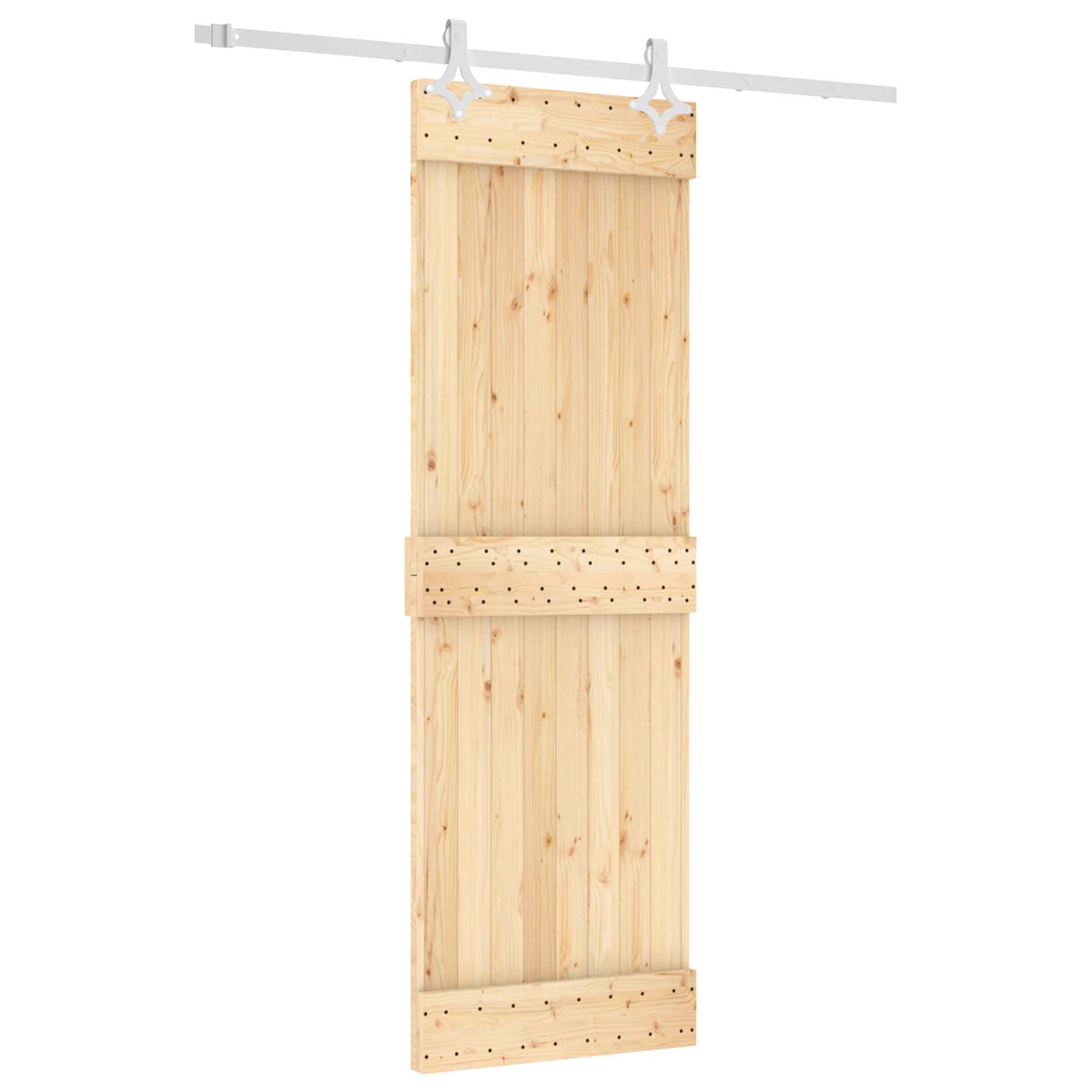 Schiebetür Natürlich und Weiß 70 x 210 cm Massivkiefer