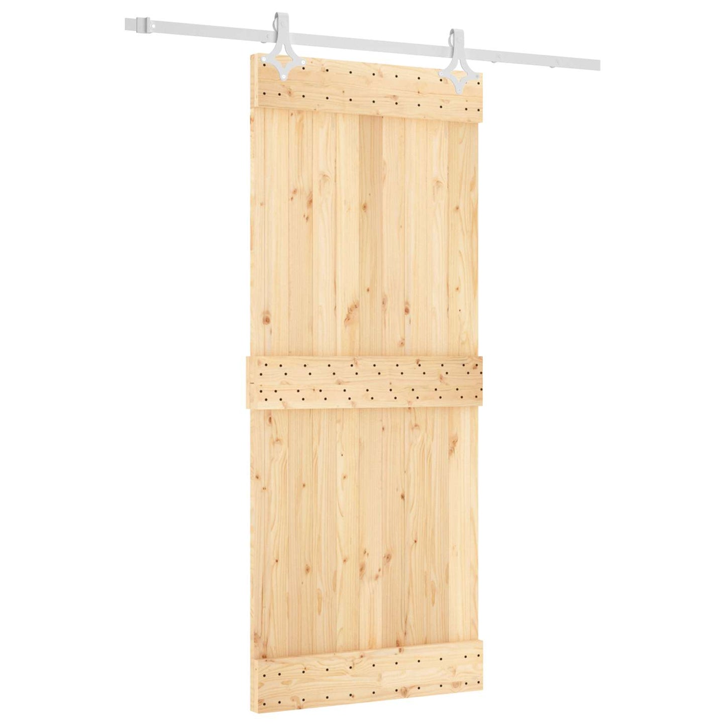 Schiebetür Natürlich und Weiß 85 x 210 cm Massivkiefer