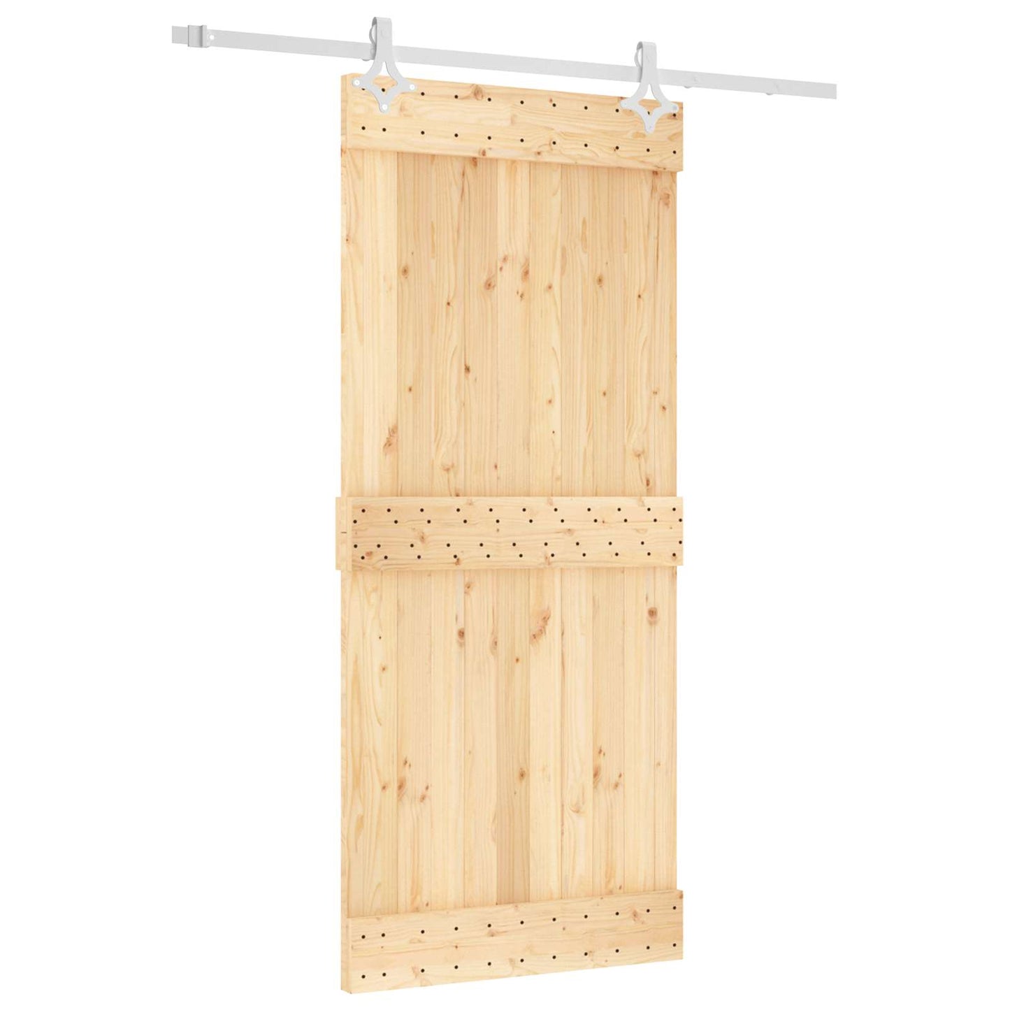 Schiebetür Natürlich und Weiß 90 x 210 cm Massivkiefer