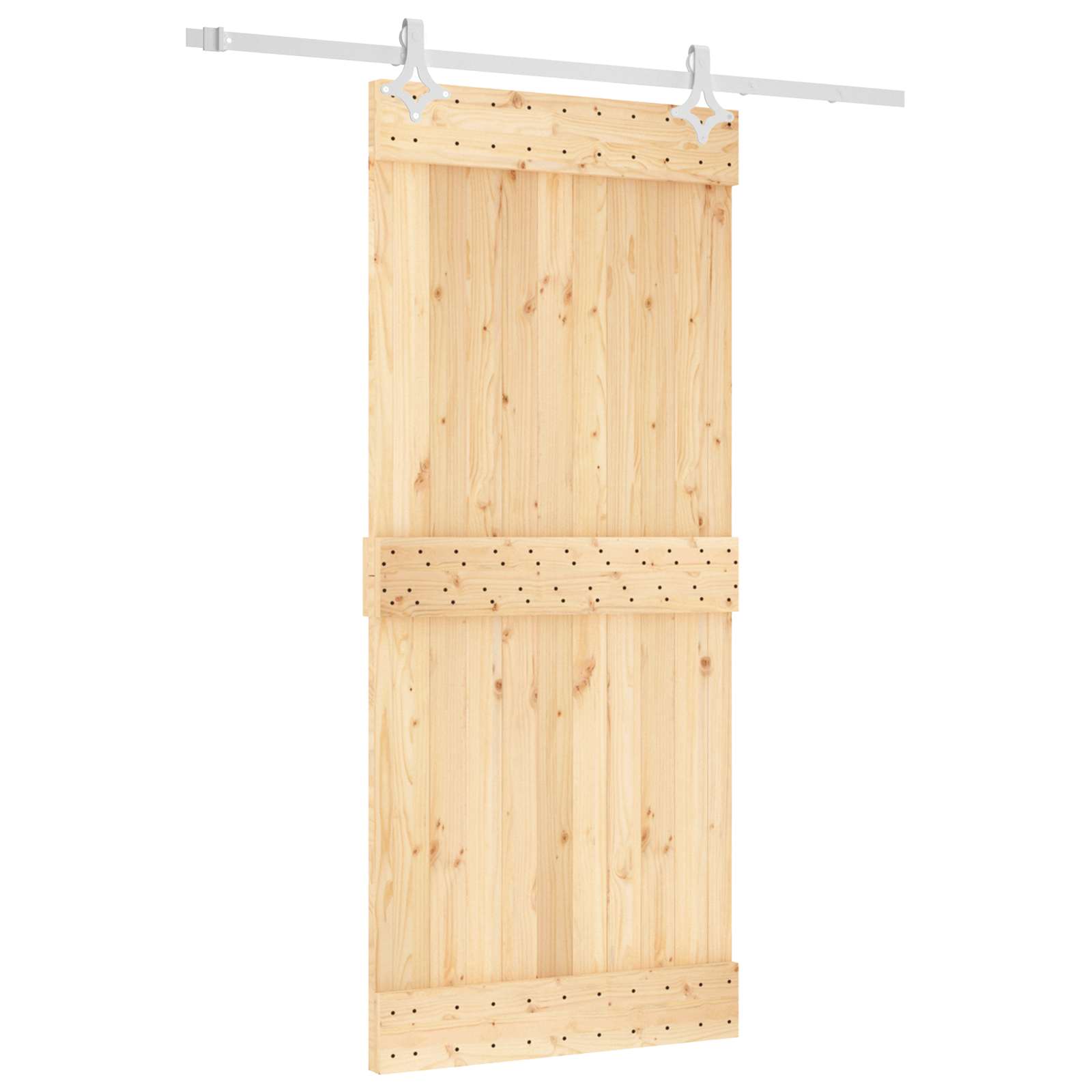Schiebetür Natürlich und Weiß 90 x 210 cm Massivkiefer
