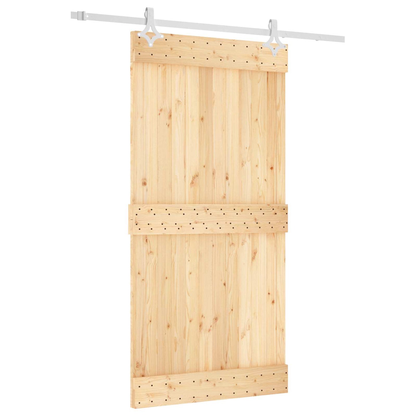 Schiebetür Natürlich und Weiß 100 x 210 cm Massivkiefer