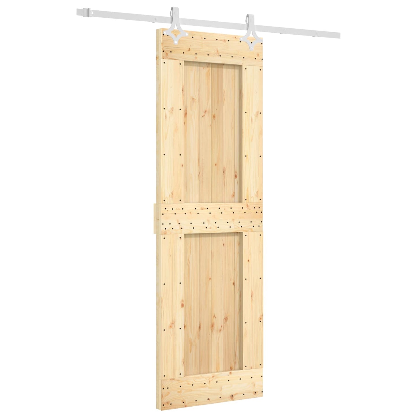 Schiebetür Natürlich und Weiß 70 x 210 cm Massivkiefer