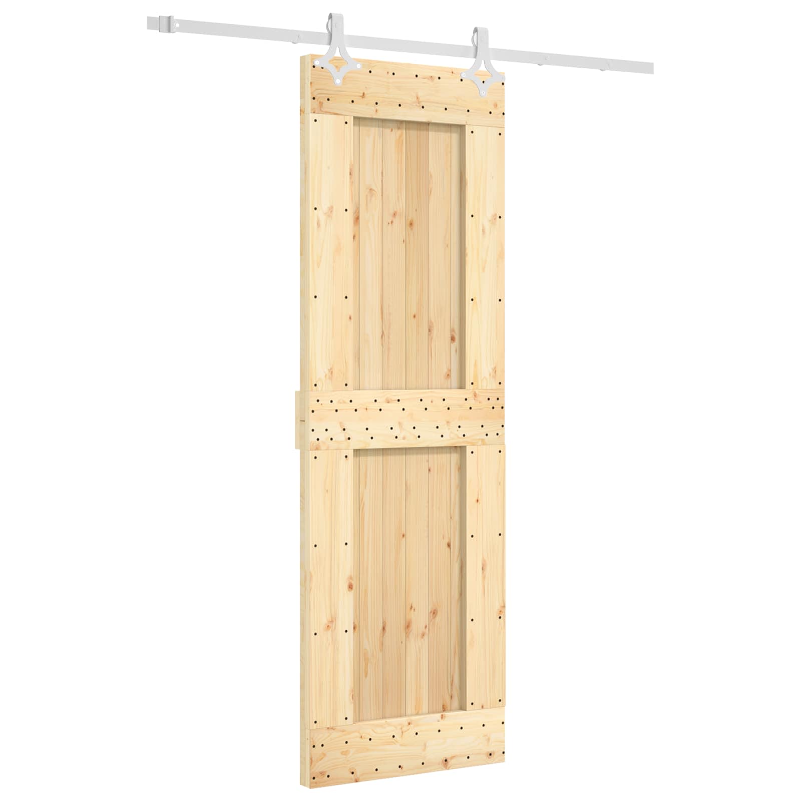 Schiebetür Natürlich und Weiß 70 x 210 cm Massivkiefer