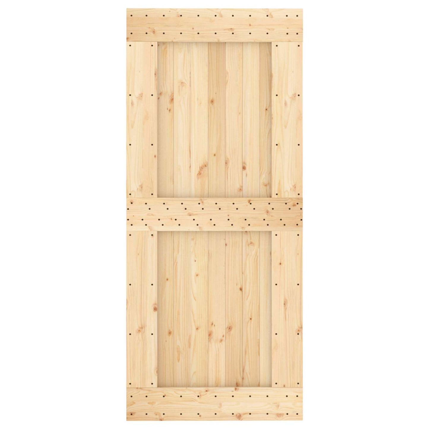 Schiebetür Natürlich und Weiß 90 x 210 cm Massivkiefer