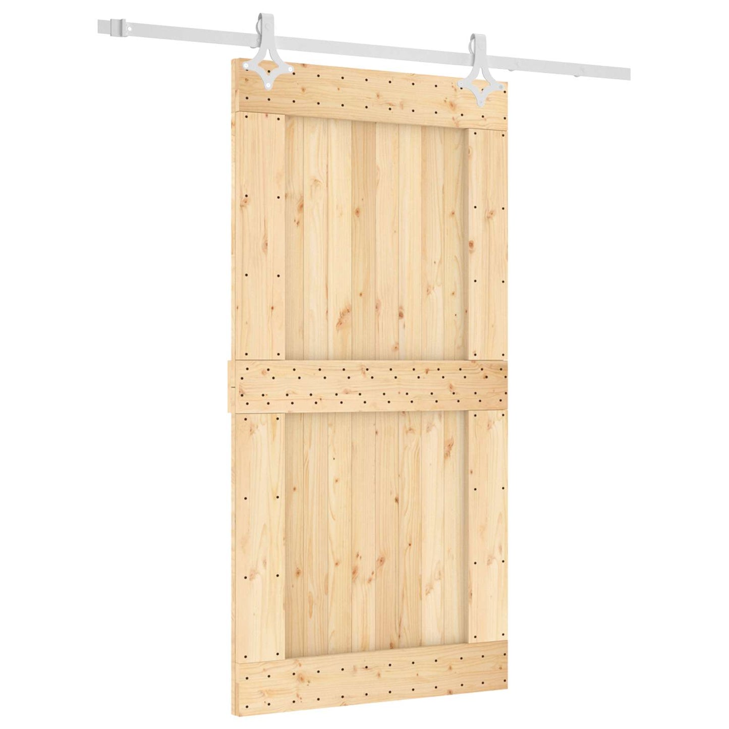 Schiebetür Natürlich und Weiß 100 x 210 cm Massivkiefer