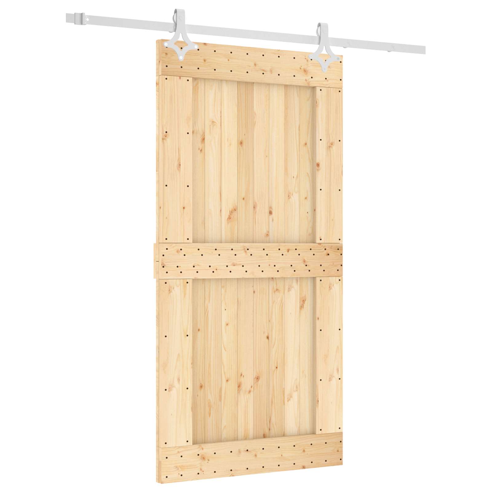 Schiebetür Natürlich und Weiß 100 x 210 cm Massivkiefer