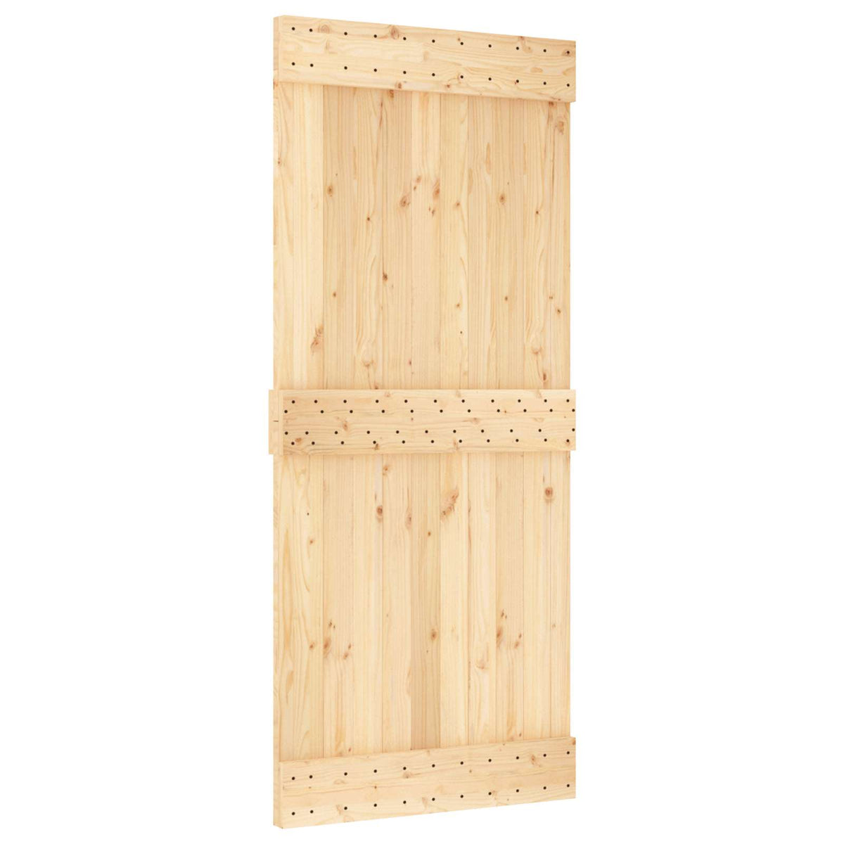 Schiebetür Natürlich und Schwarz 90 x 210 cm Massivkiefer
