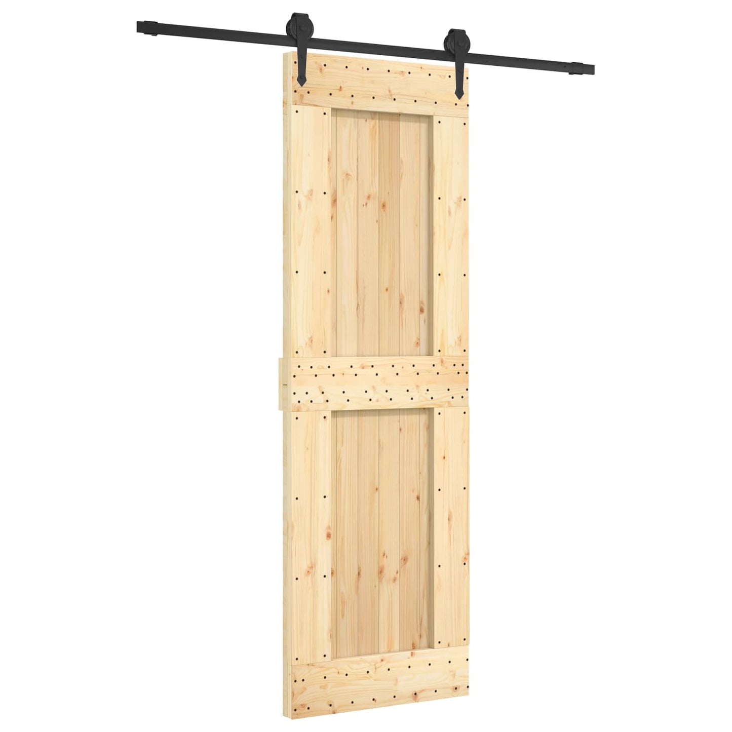 Schiebetür Natürlich und Schwarz 70 x 210 cm Massivkiefer