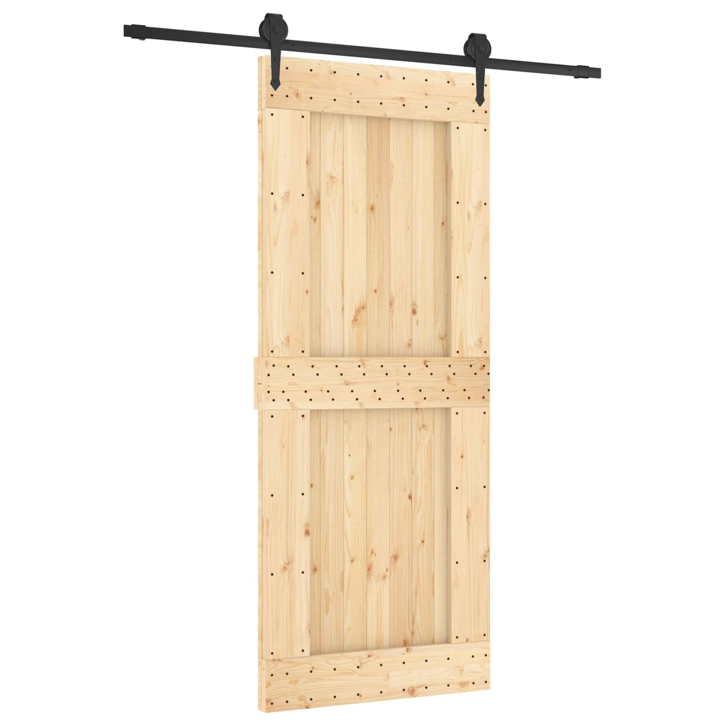 Schiebetür Natürlich und Schwarz 85 x 210 cm Massivkiefer