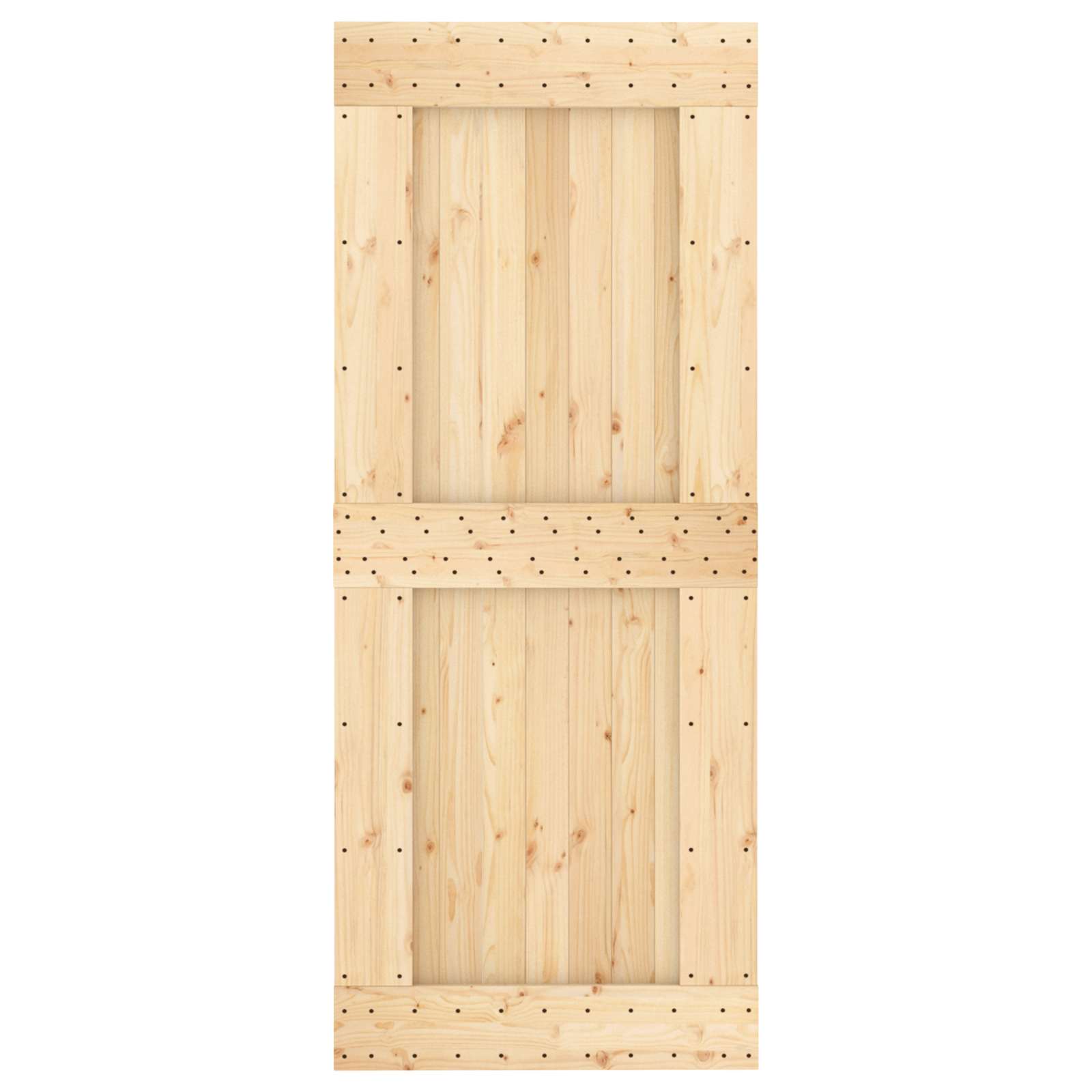 Schiebetür Natürlich und Schwarz 85 x 210 cm Massivkiefer