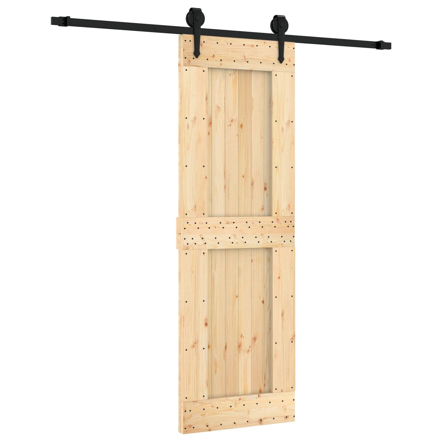 Schiebetür Natürlich und Schwarz 70 x 210 cm Massivkiefer