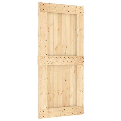 Schiebetür Natürlich und Schwarz 95 x 210 cm Massivkiefer