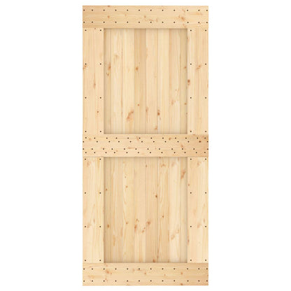 Schiebetür Natürlich und Schwarz 95 x 210 cm Massivkiefer