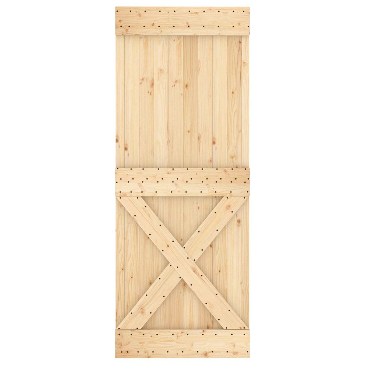 Schiebetür Natürlich und Schwarz 80 x 210 cm Massivkiefer